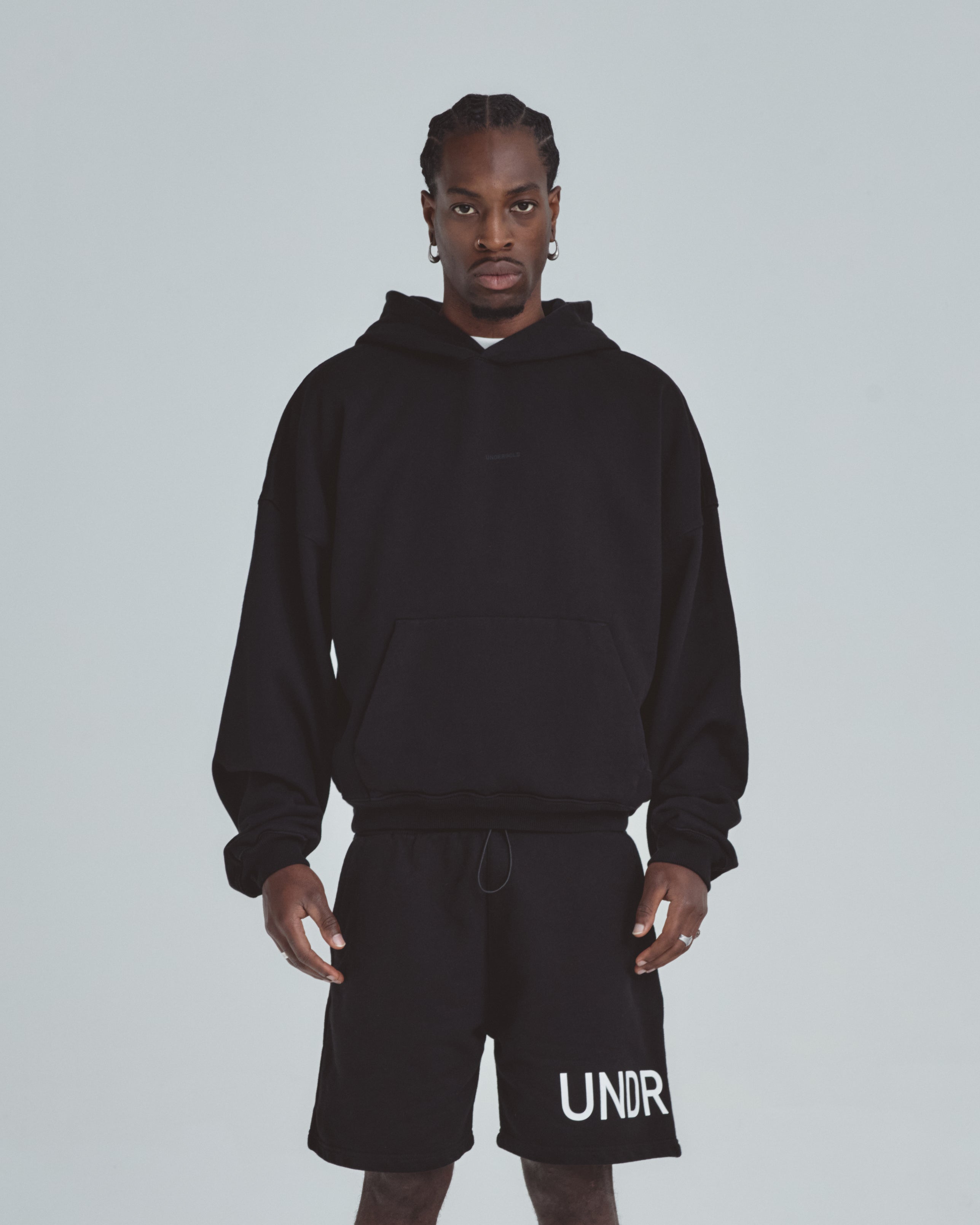 Line Basic Boxy Fit Hoodie Black