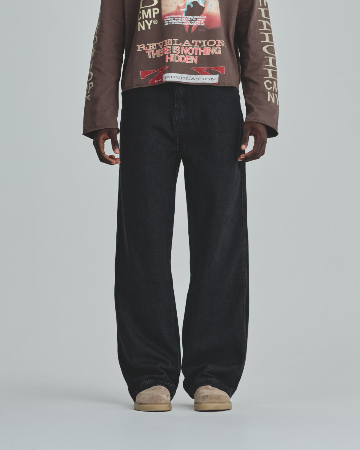 Basics Rhinestone UNDGLD Wide Jean Black