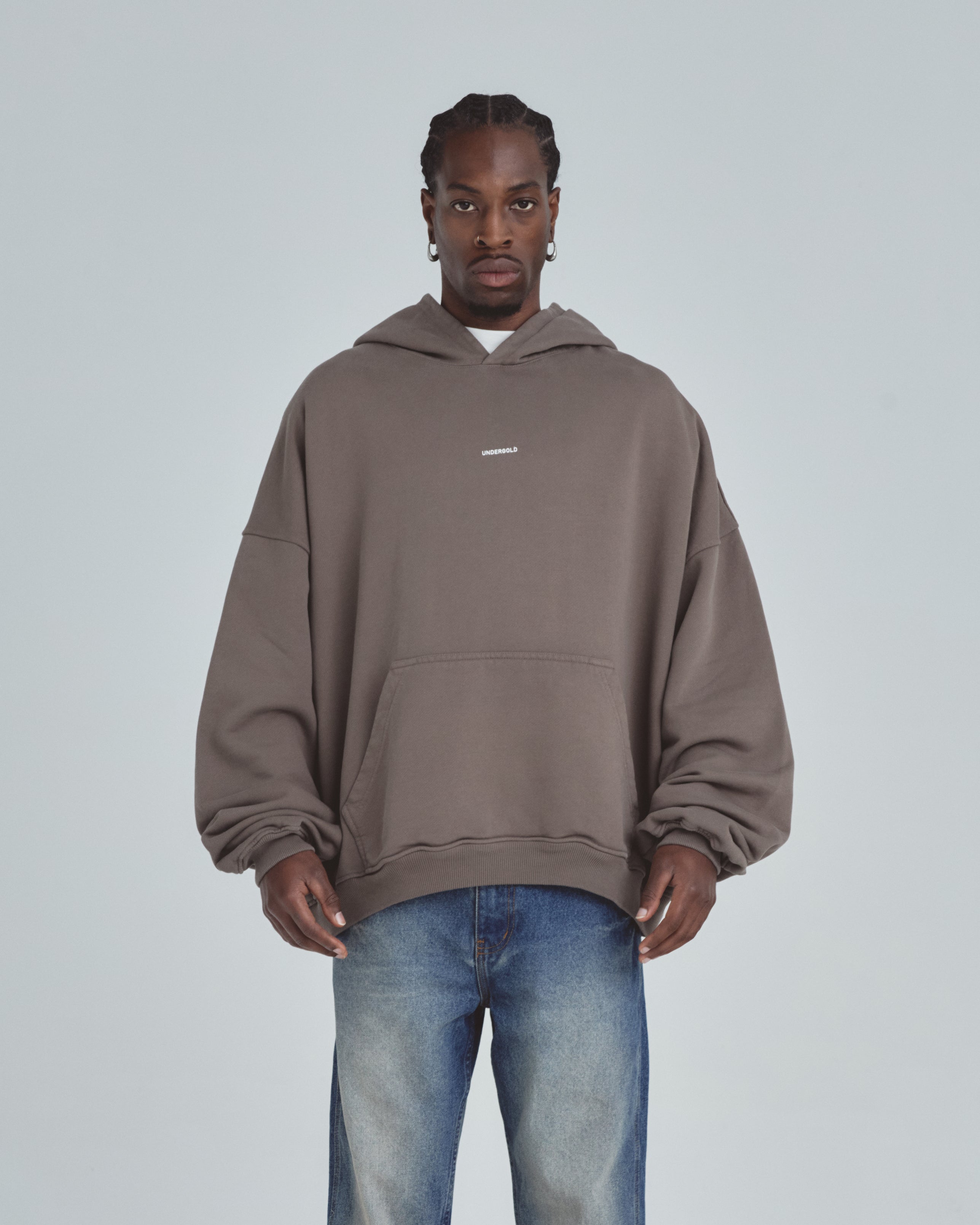 Line Basic Hoodie Brown