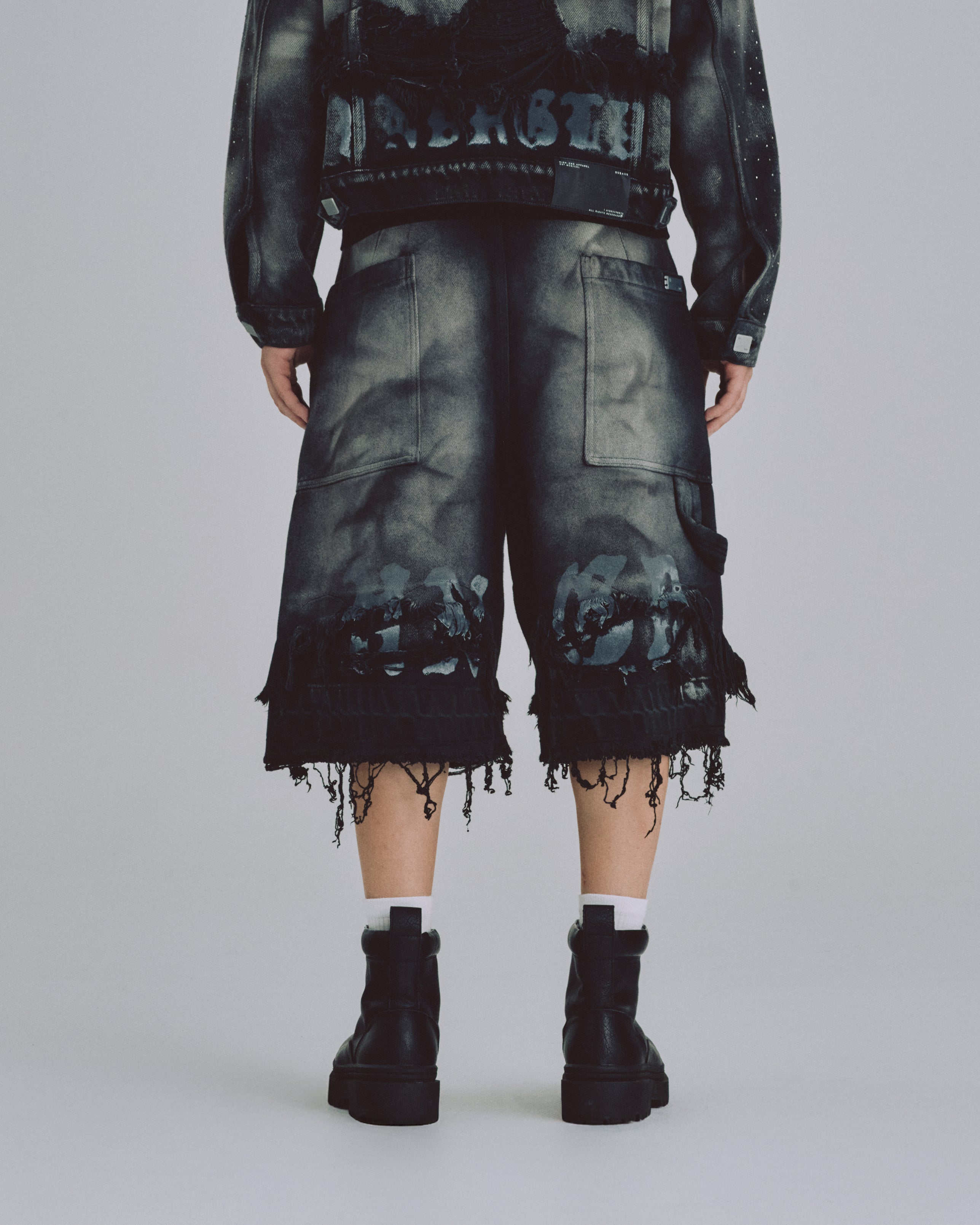 94' UNDRGLD Double Destroyed Jorts Vintage Gray