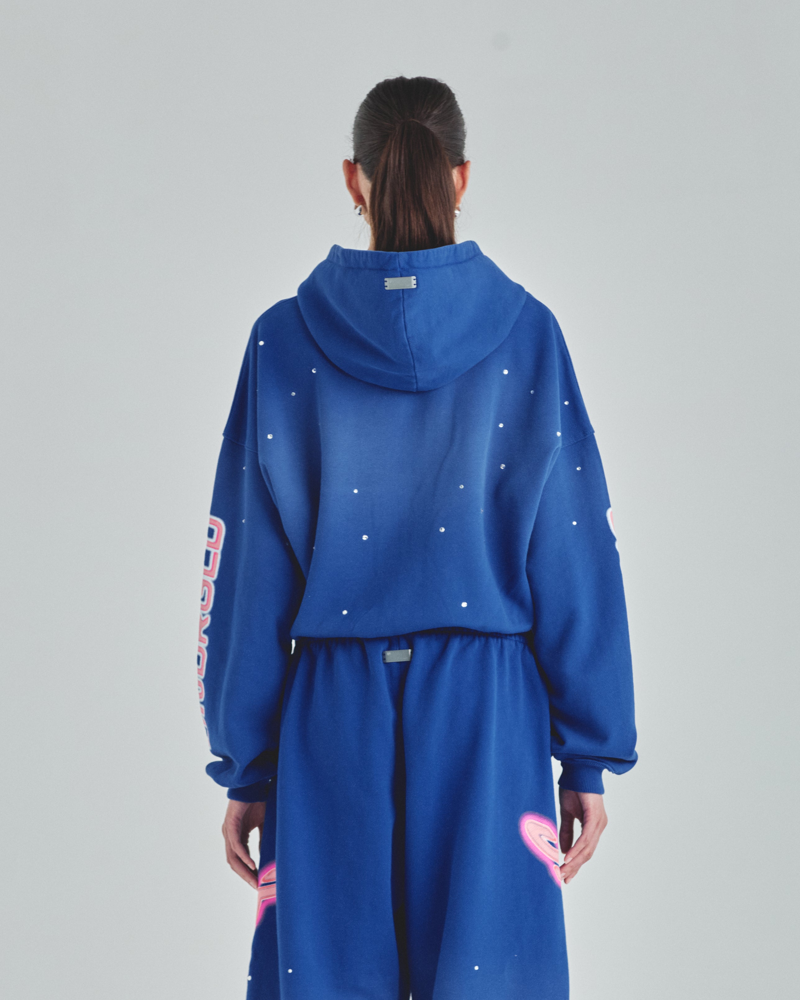 W Act 1 Neon Zip Up Boxy Fit Hoodie Electric Blue