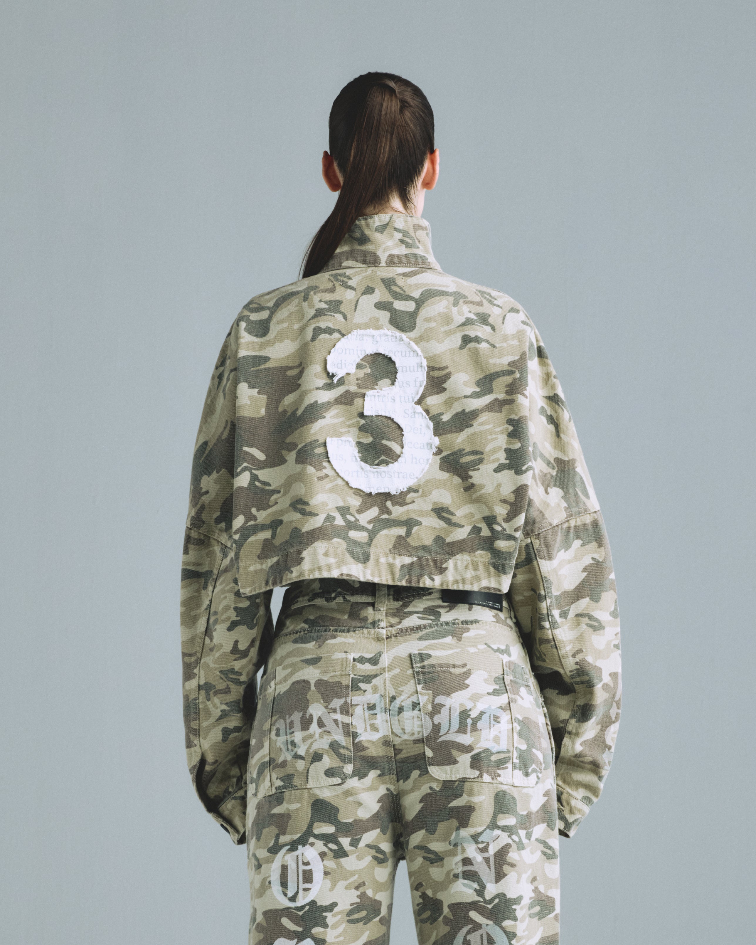 W Gratia Plena Three Cropped Zip Up Jacket Cammo