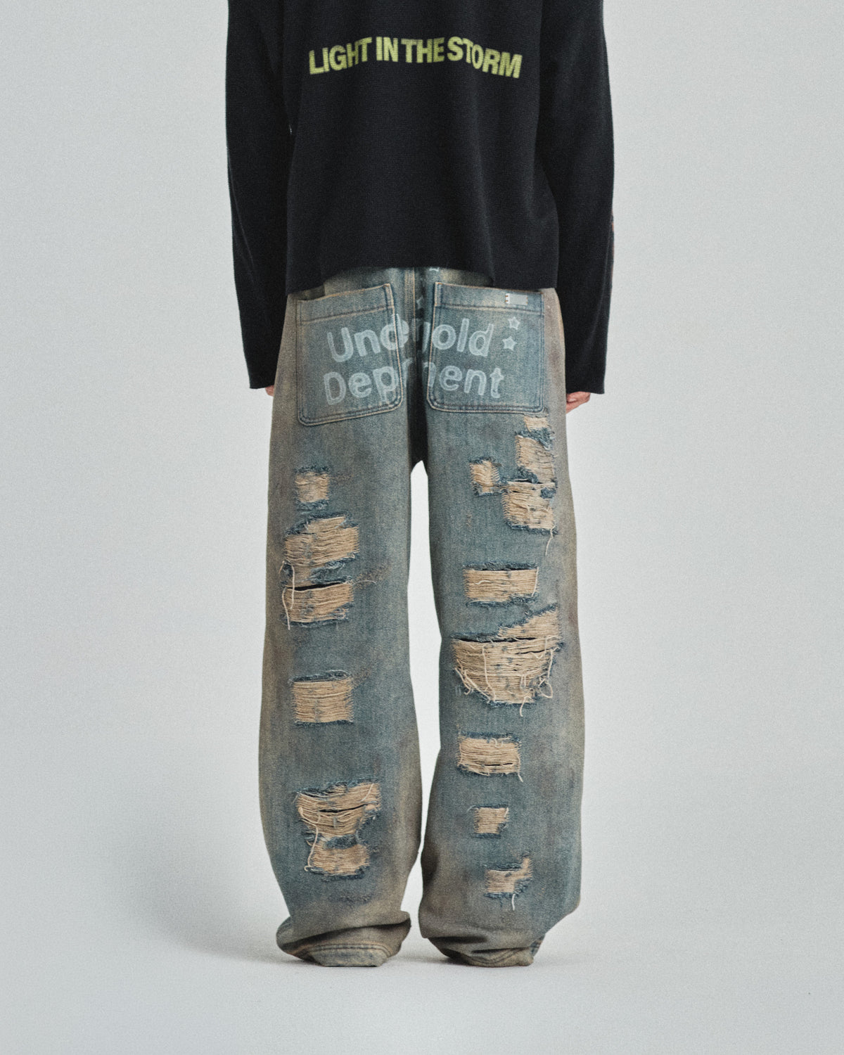 Pilgrimage Undergold Department Ripped WIde Jean Dirty Blue