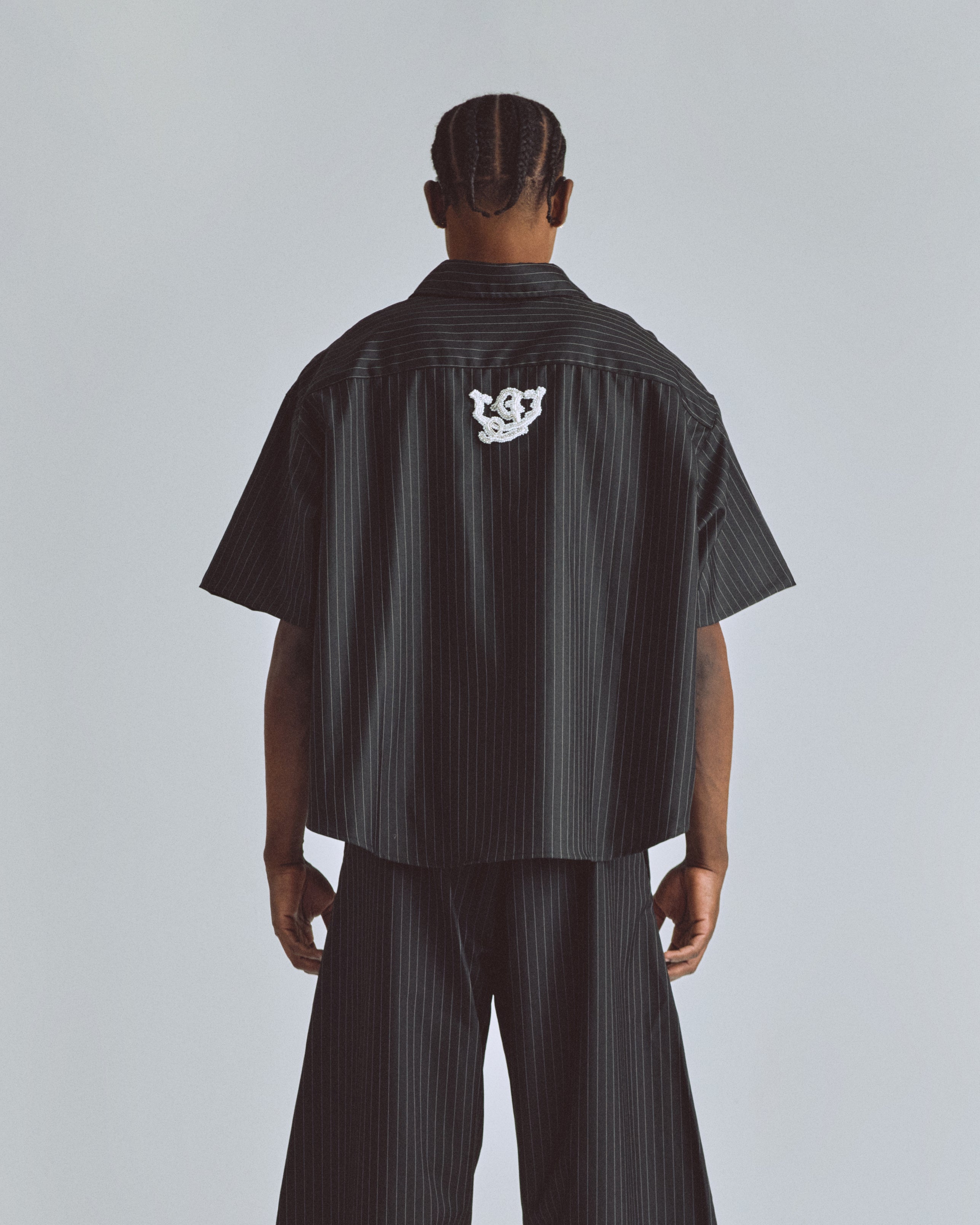 The Path Monogram Boxy Fit Shirt Black / Chalk Line