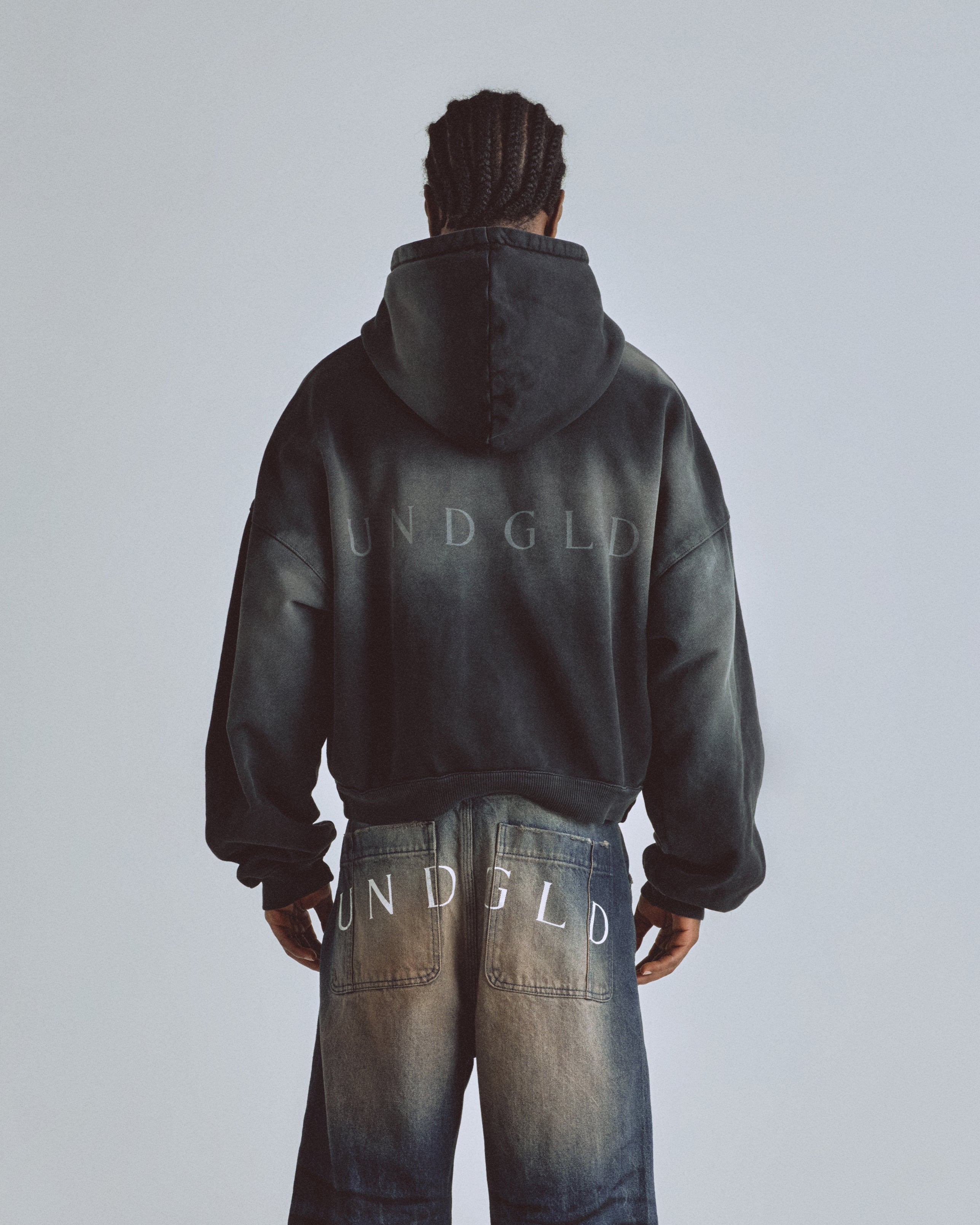 Eternal UNDGLD Boxy Zip Up Hoodie Smokey Black