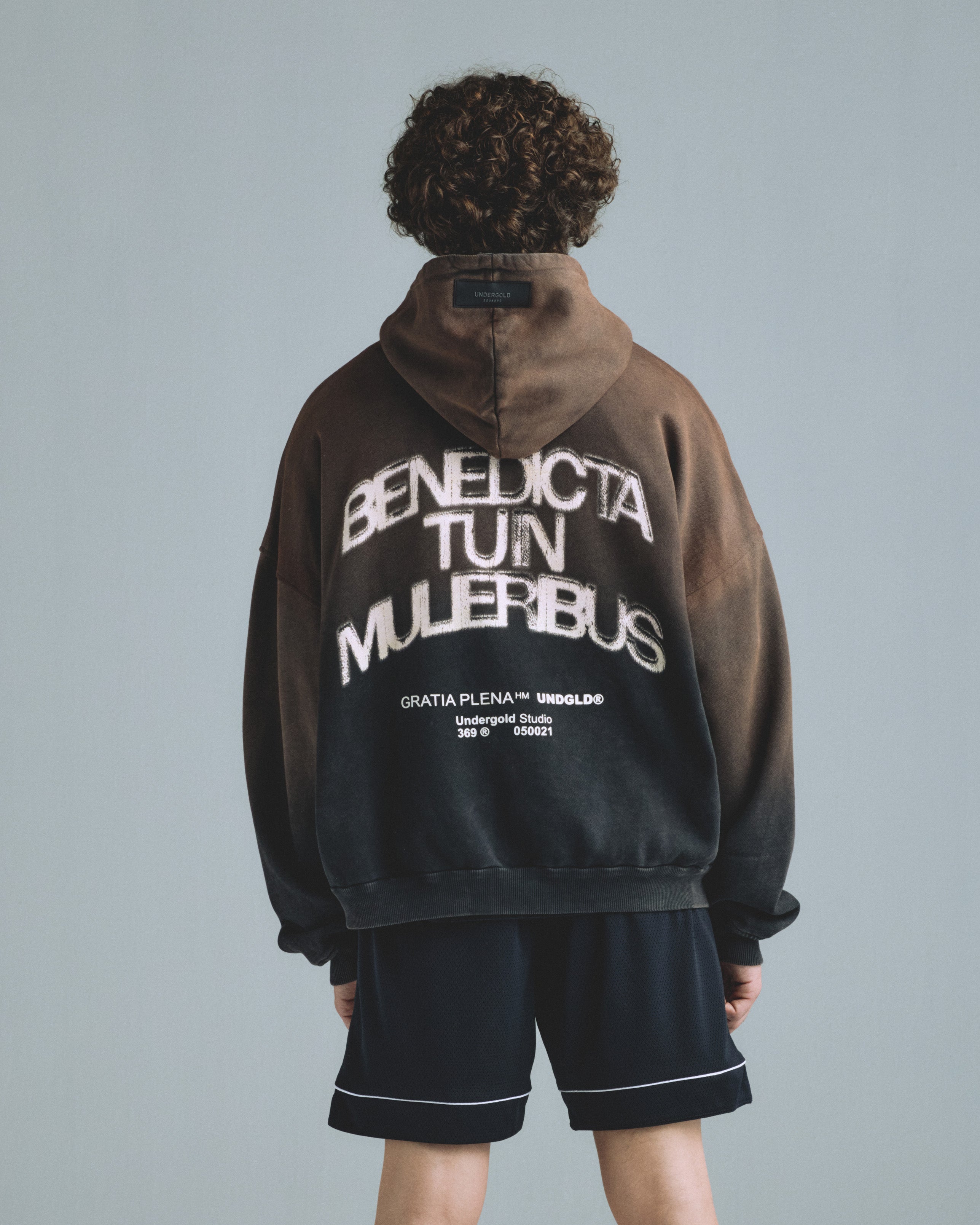 Gratia Plena Benedicta Zip Up Hoodie Rusty Black