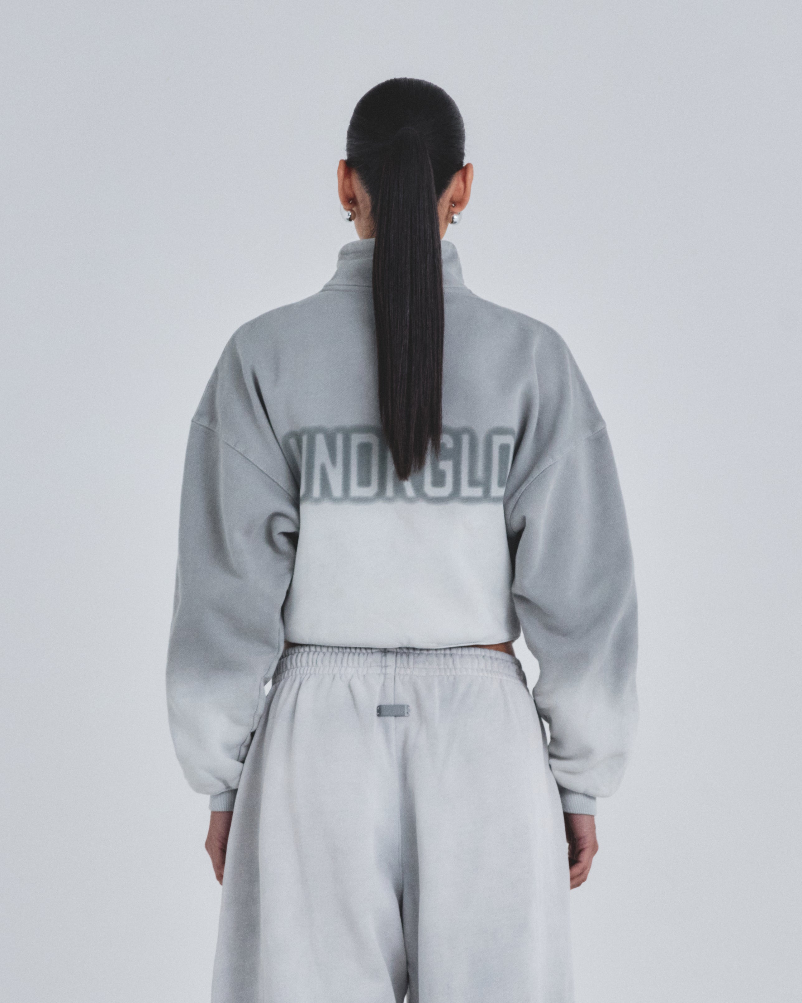 W Holy State UNDRGLD Turtle Neck Boxy Fit Hoodie Faded Gray