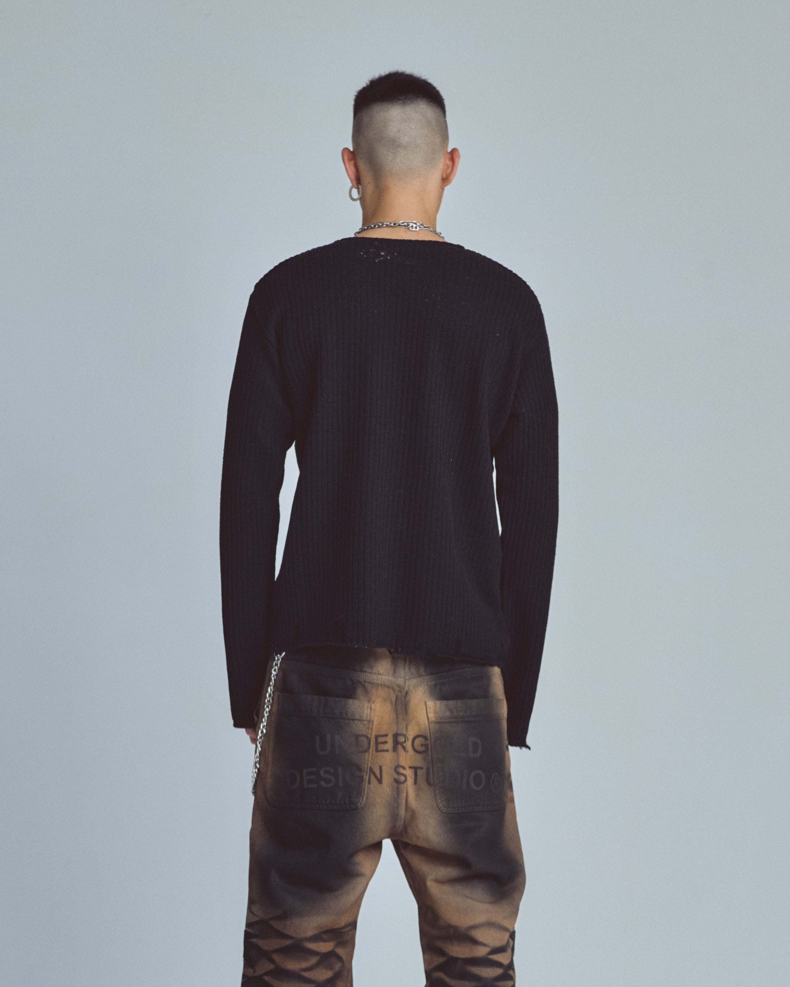 Basics UNDGLD Destroyed Knit Sweater Black