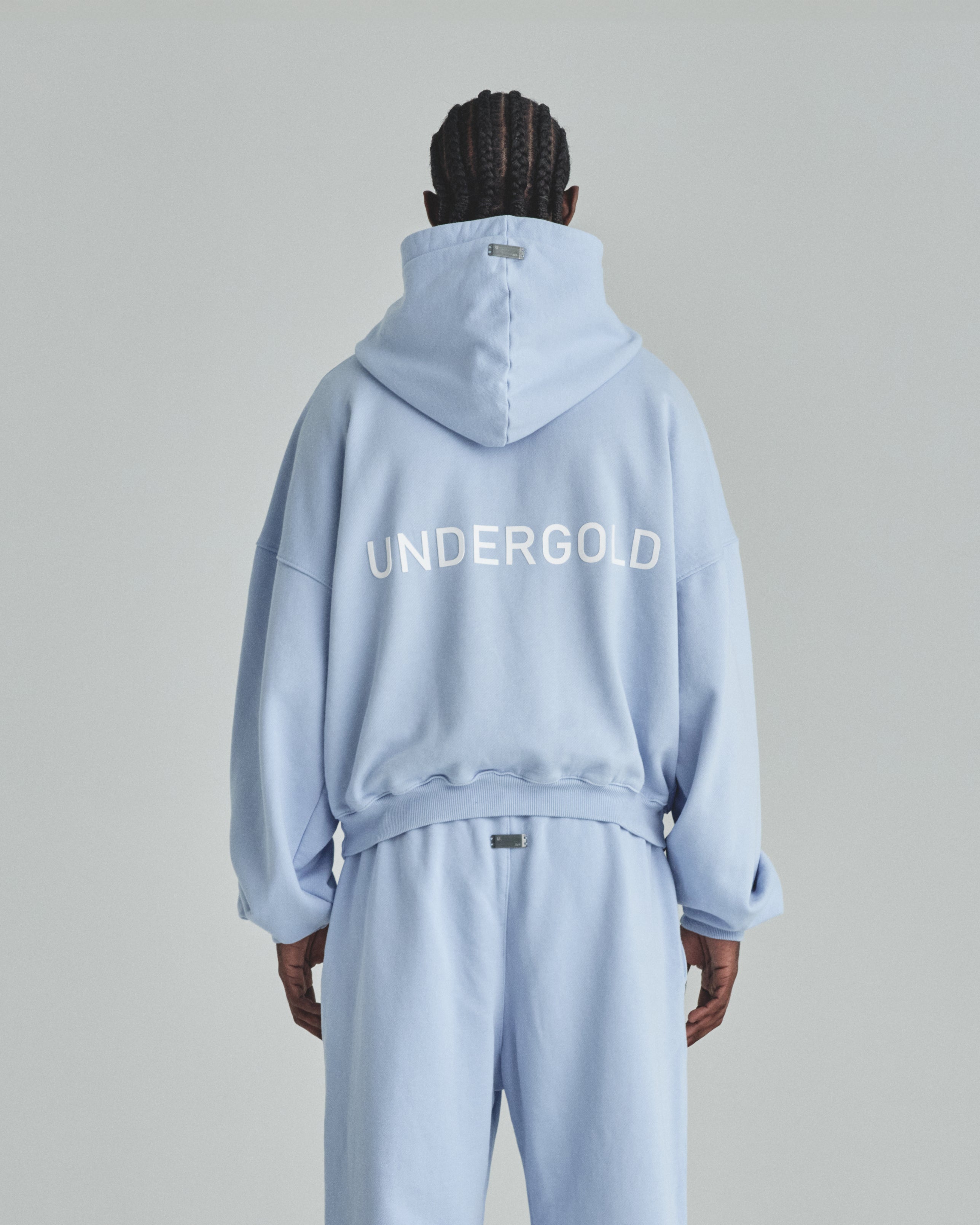 Basics Undergold Boxy Fit Hoodie Light Blue