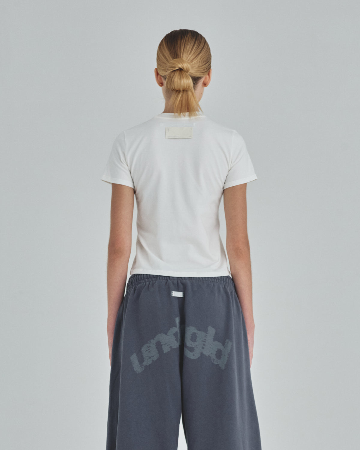 Basics Rhinestone UNDGLD Long Baby Tee White