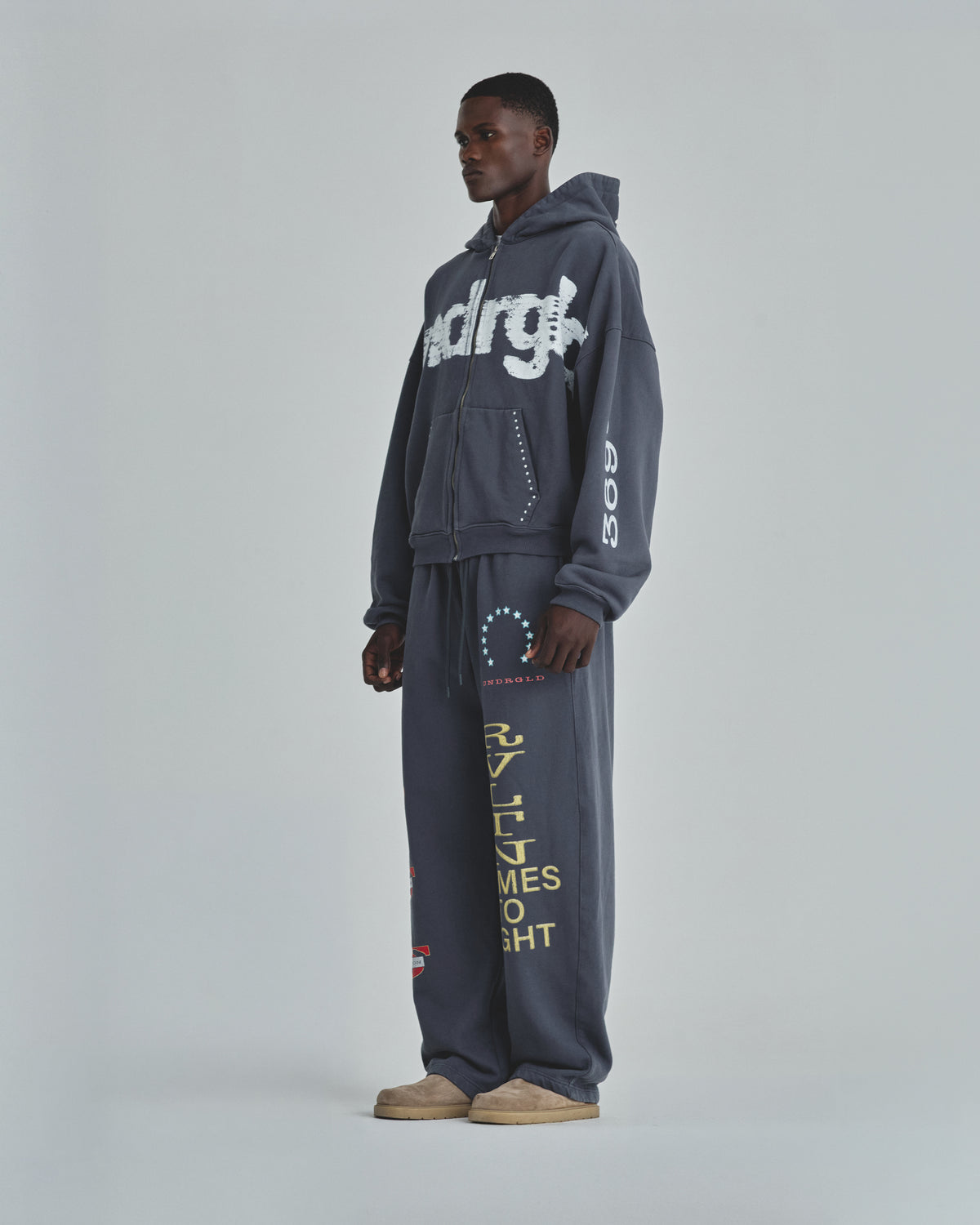 Revelation UNDRGLD Zip Up Boxy Fit Hoodie Vintage Gray