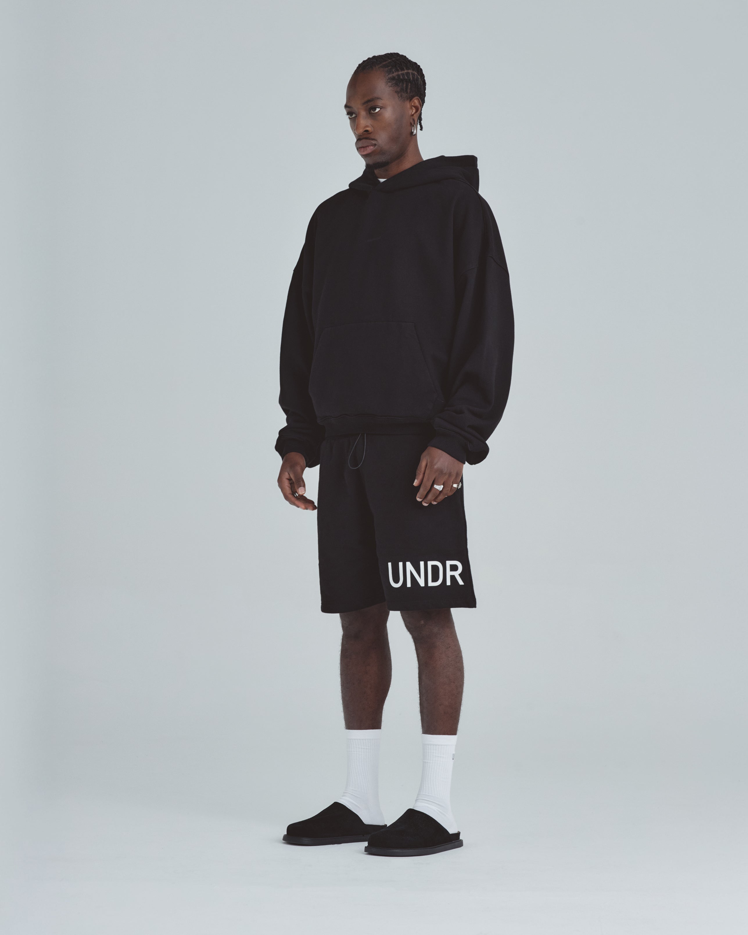 Line Basic Boxy Fit Hoodie Black