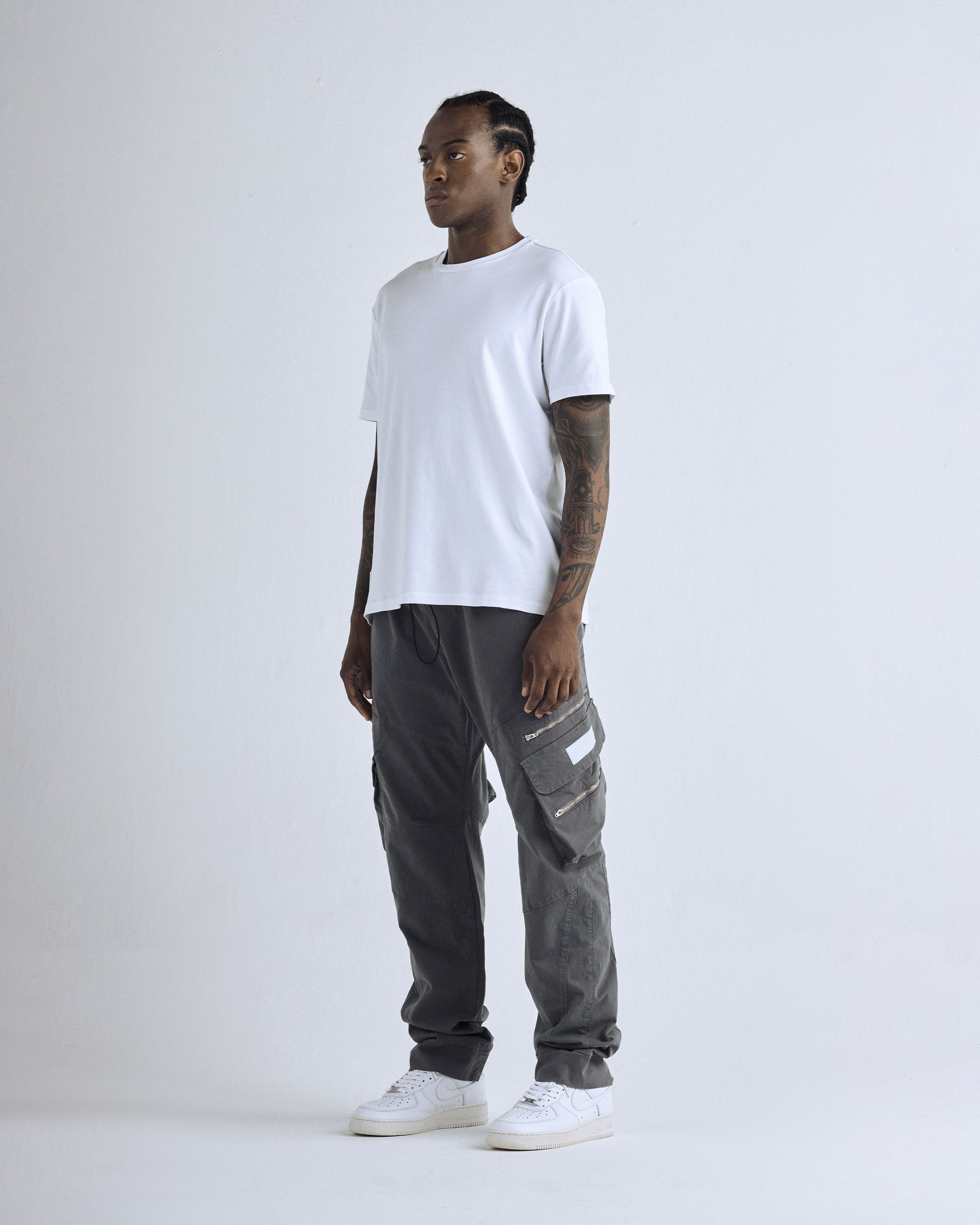 Basics Wide Cargo Pant Silver