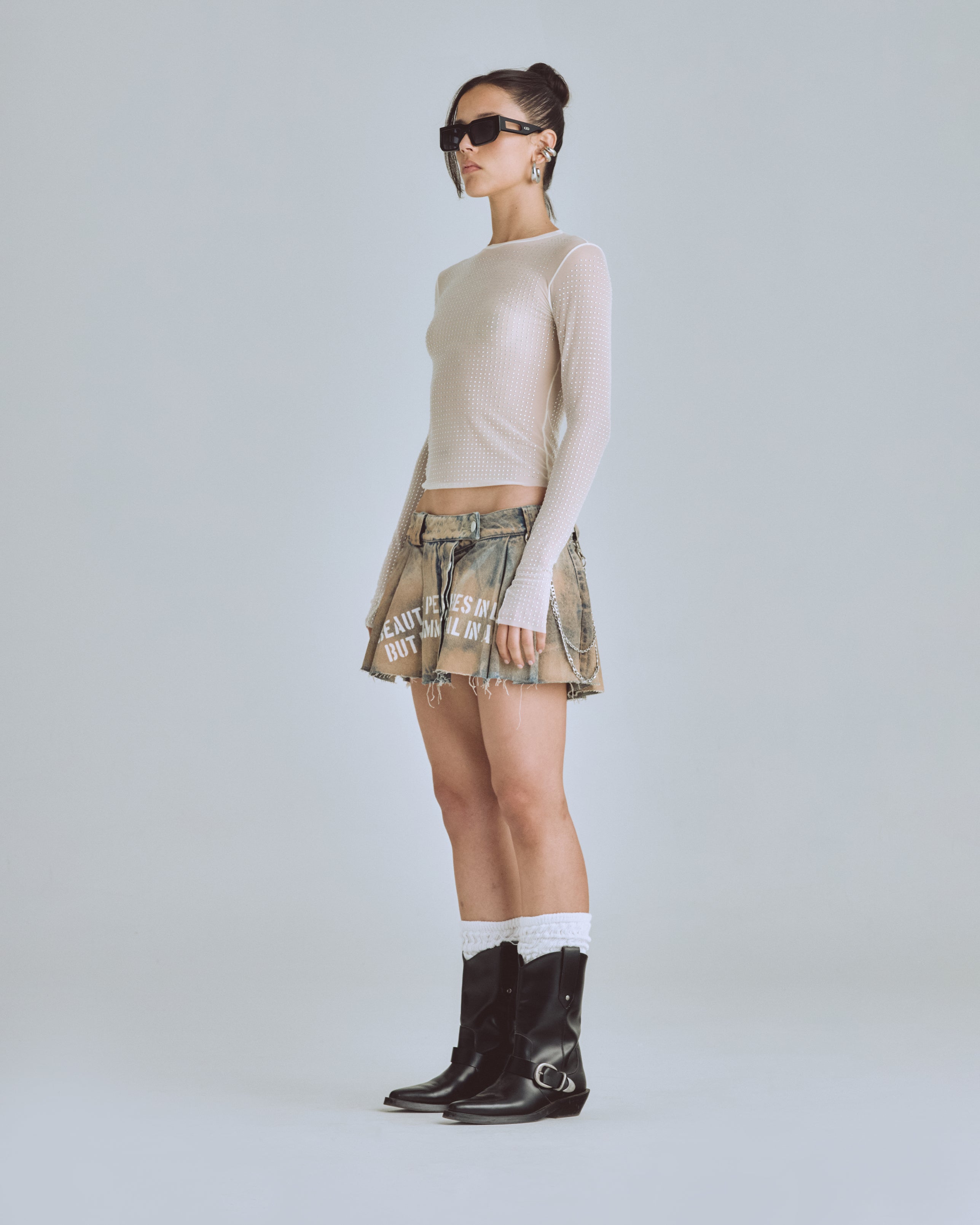 W Agnus Dei Rhinestone Longsleeve Cream