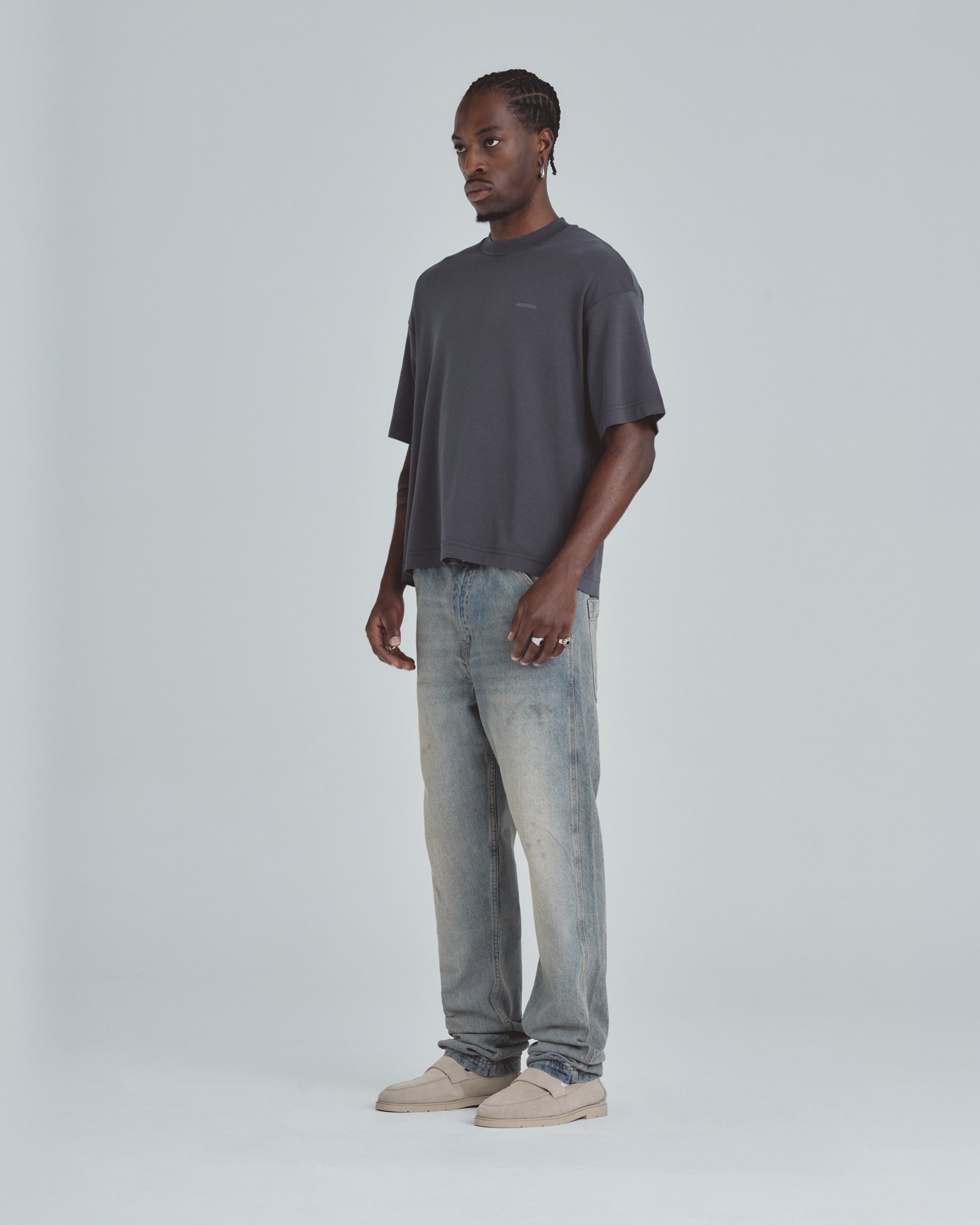 Line Basic Boxy Fit Tshirt Dark Gray
