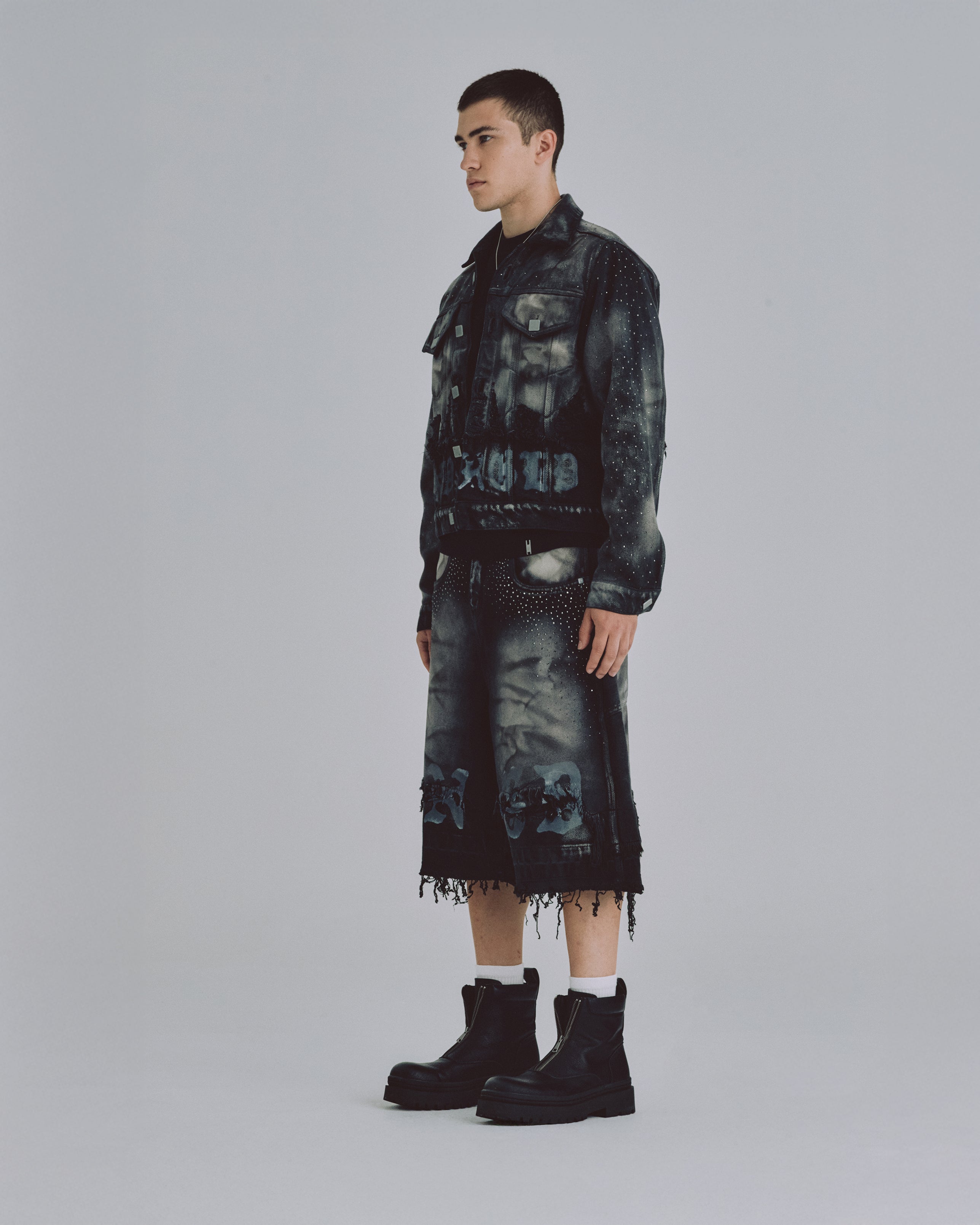 94' UNDRGLD Double Destroyed Jorts Vintage Gray