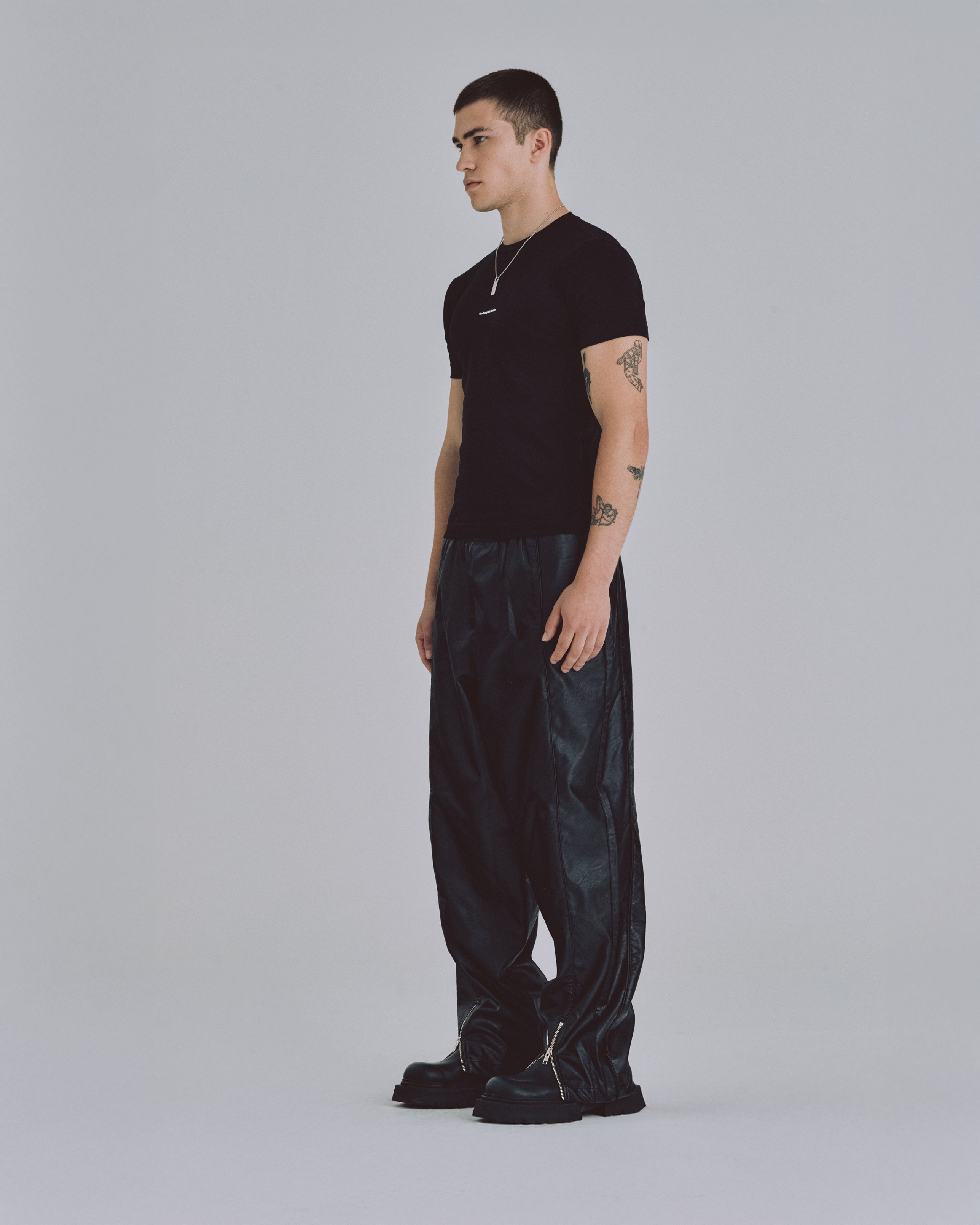 Basics Synthetic Straight Pants Black