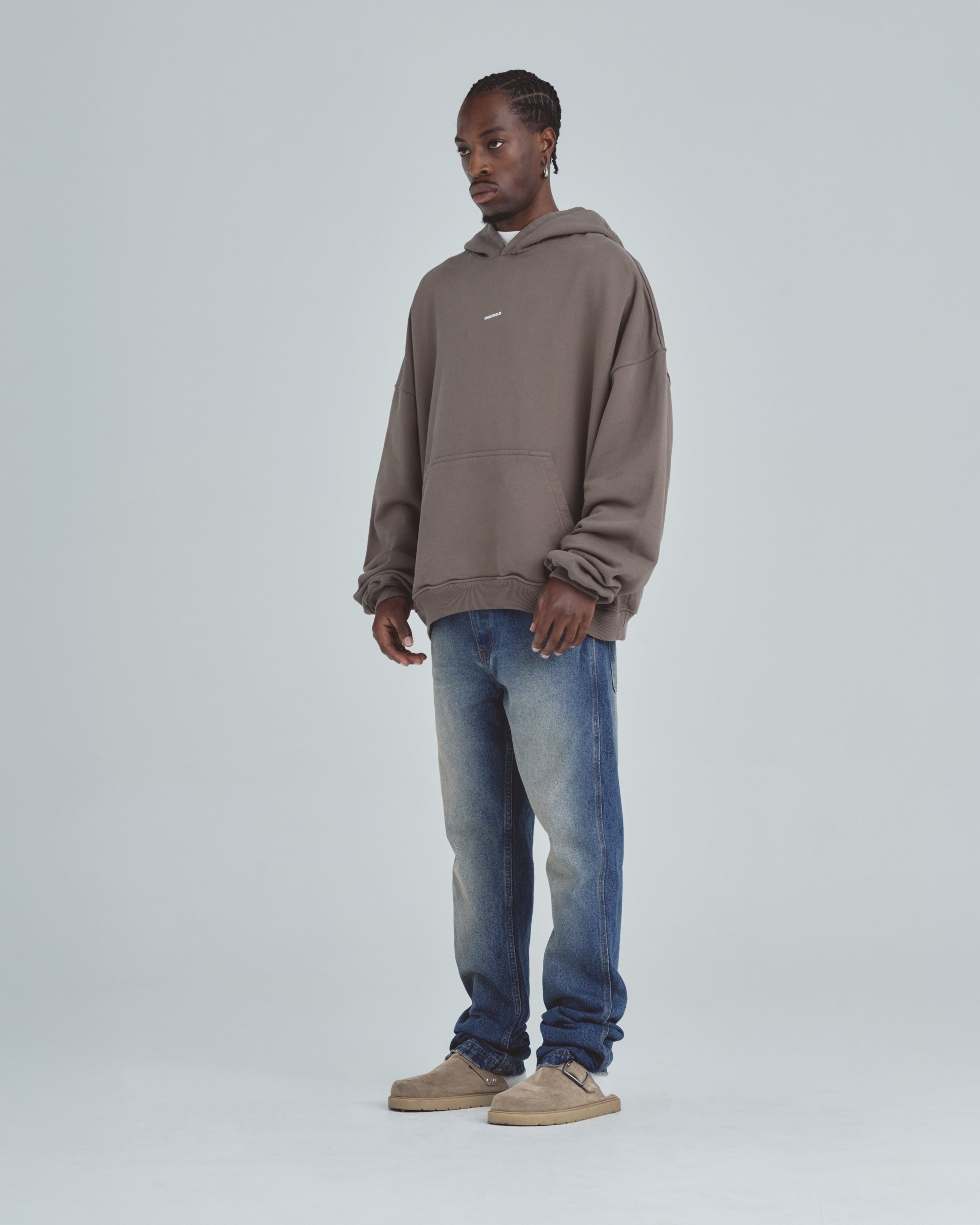 Line Basic Hoodie Brown