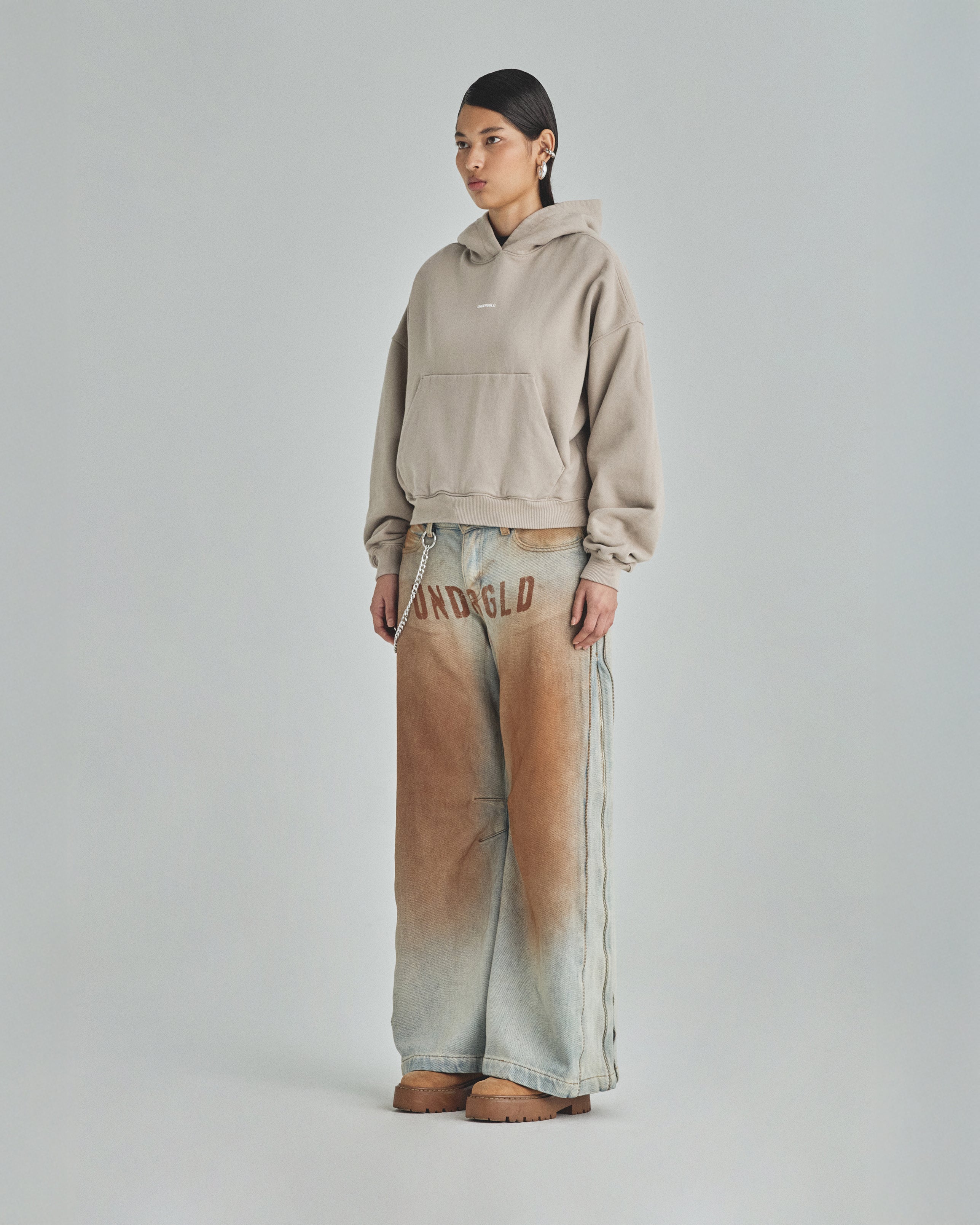 W Basics Undergold Boxy Fit Hoodie Cream