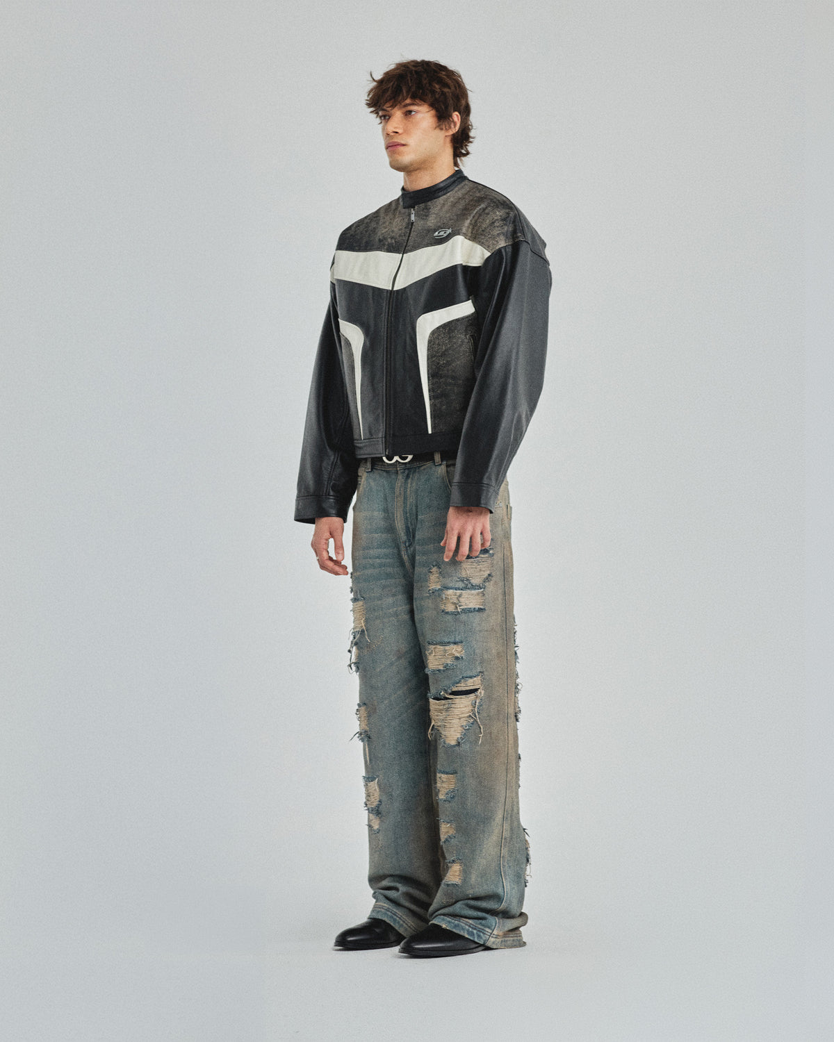 Pilgrimage Racer Biker Jacket Black / White