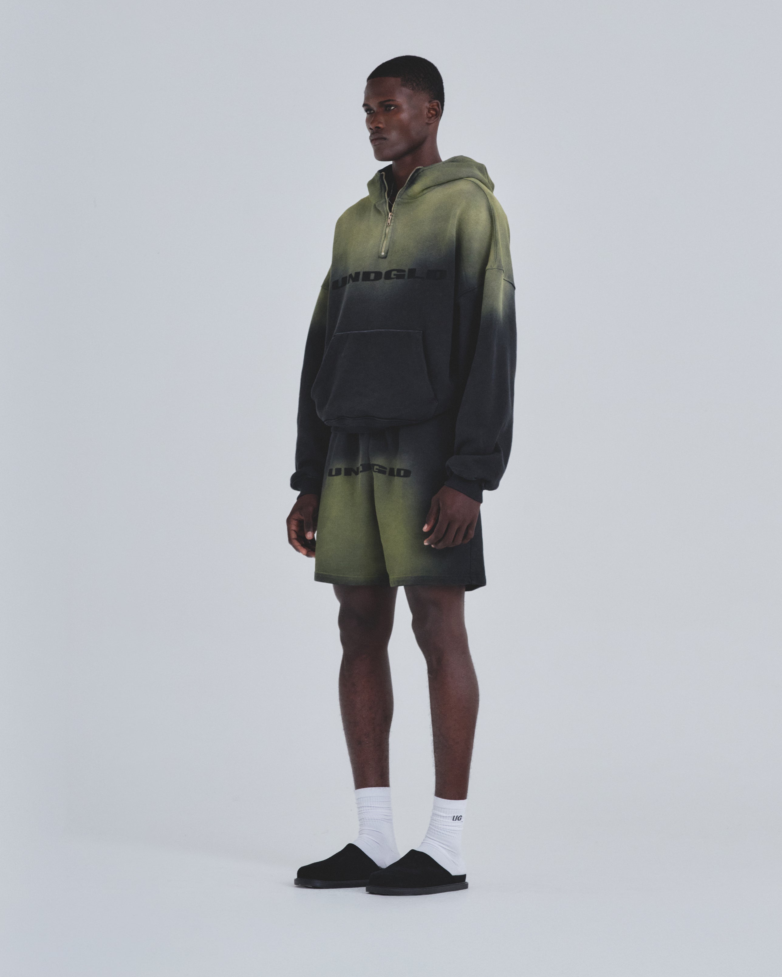 Holy State UNDGLD Half Zip Up Boxy Fit Hoodie Black / Yellow