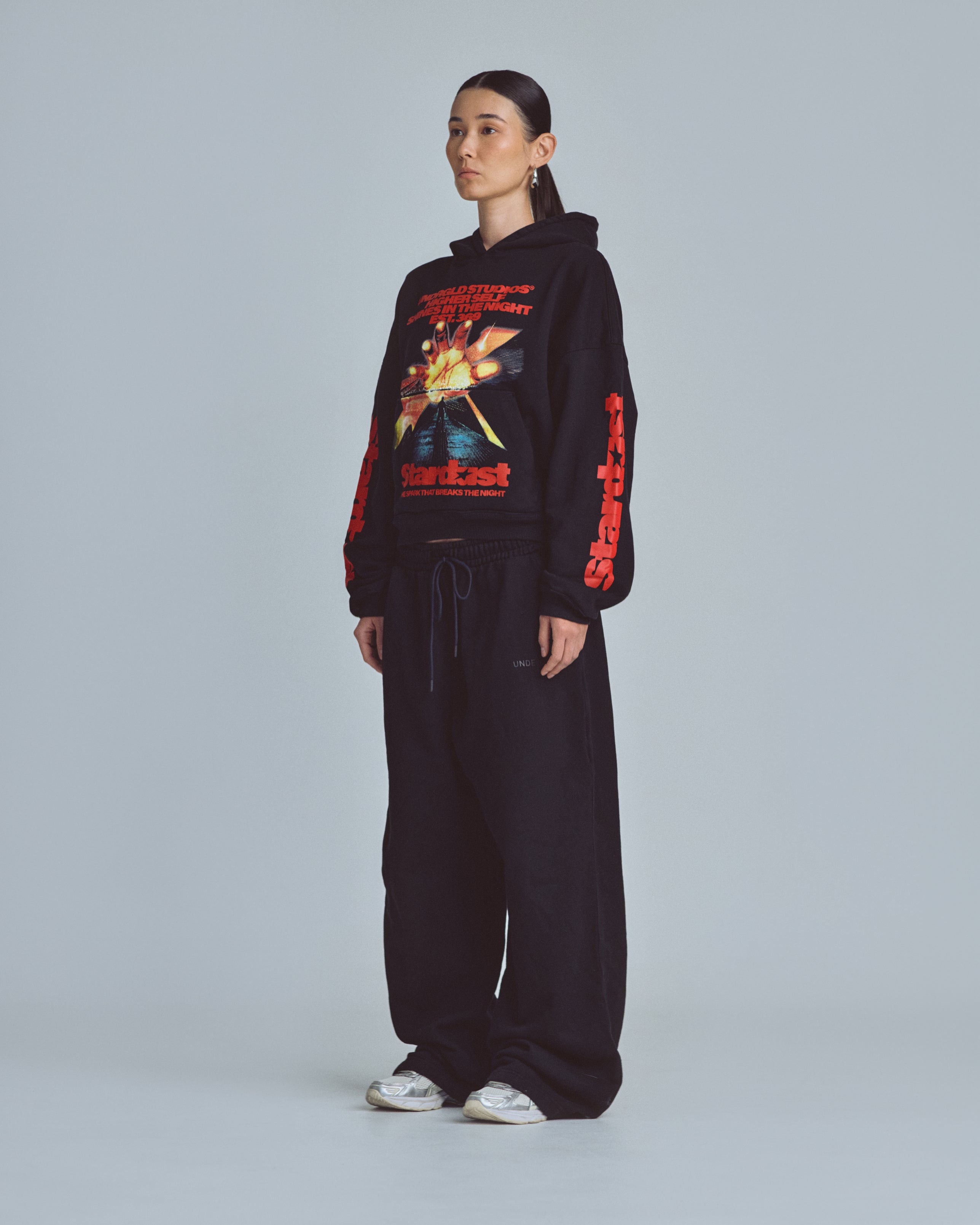 W Stardust Rush Boxy Fit Hoodie Black