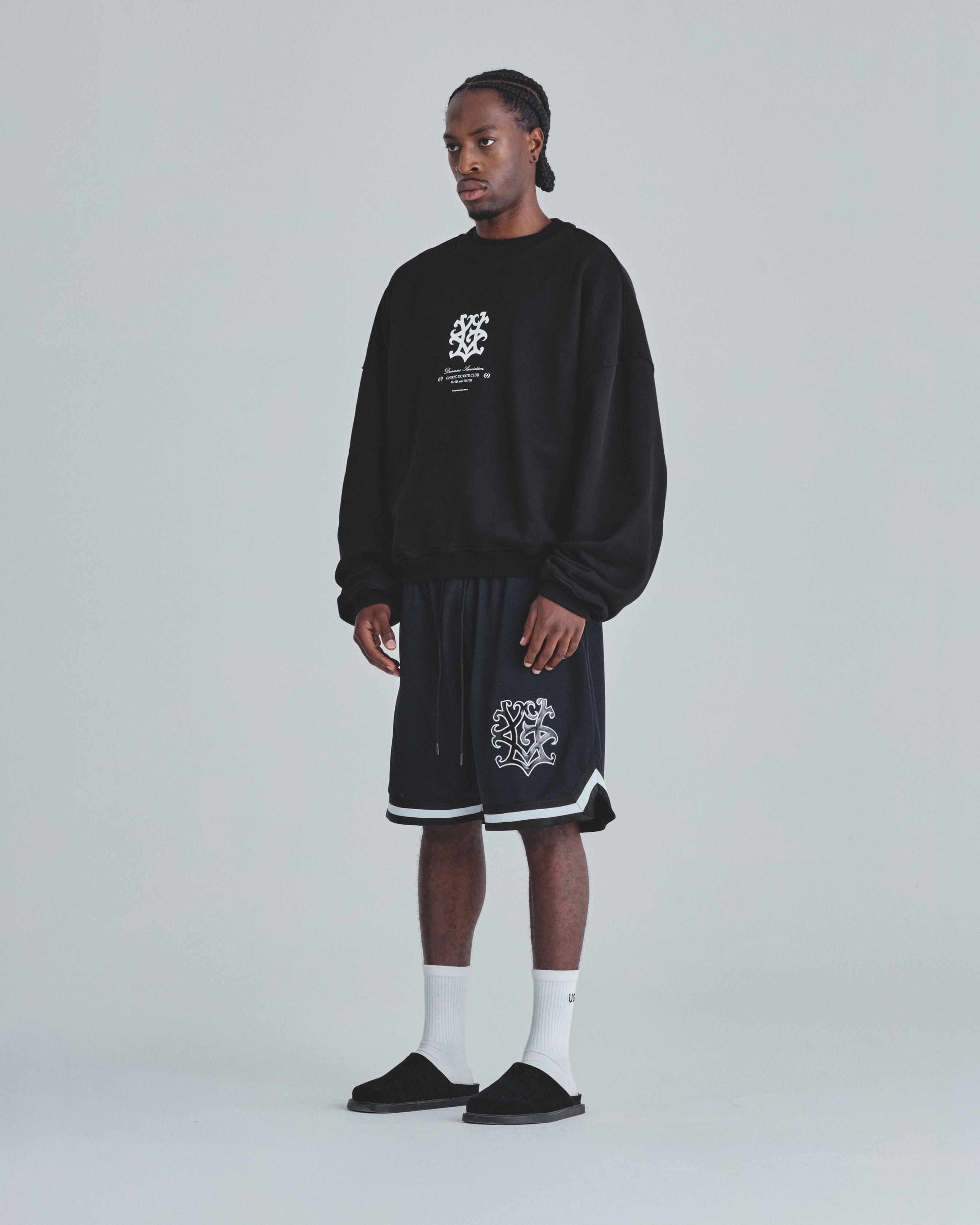 Line UG Monogram Boxy Fit Crewneck Black