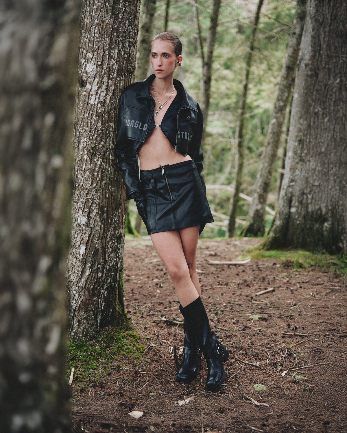 Basics Undergold Studio Pleather Mini Skirt Black
