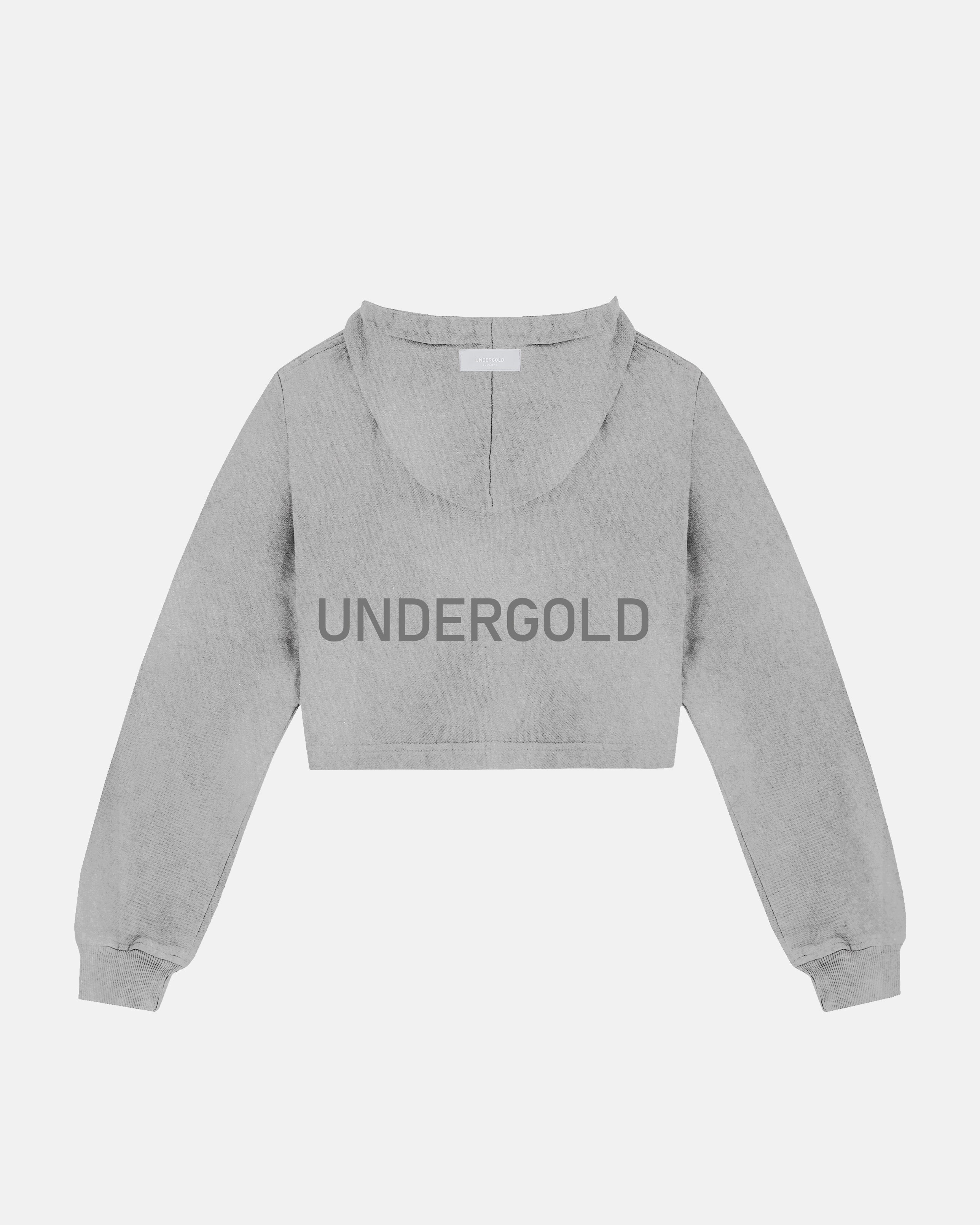 Basics Slim Fit Zip Up Cropped Hoodie Washed Gray