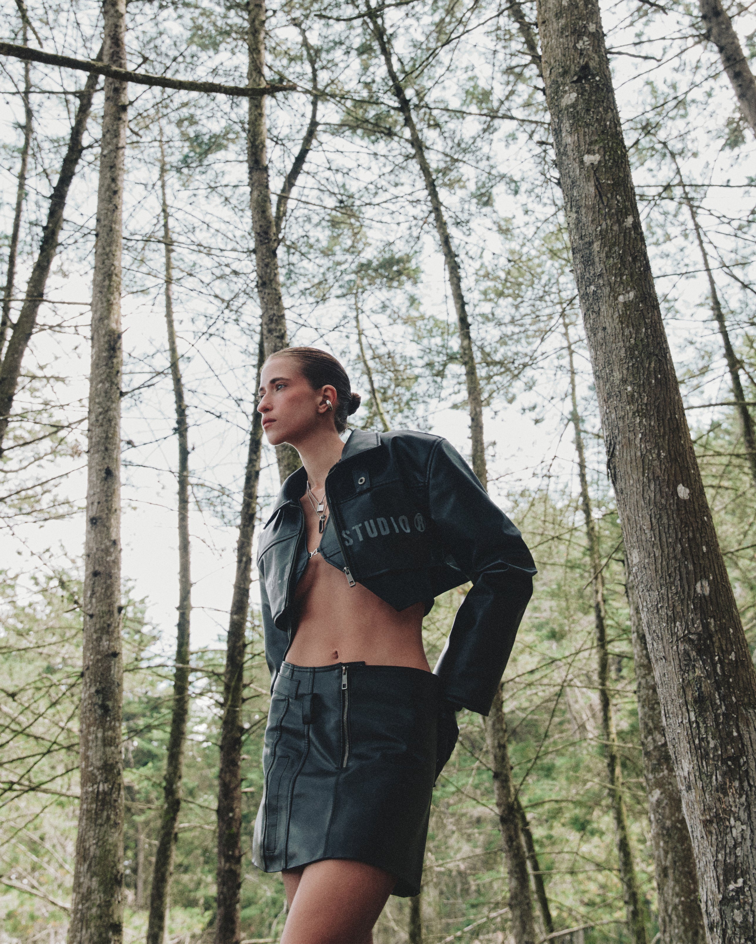 Spring Worn Logo Cropped Jacket Black