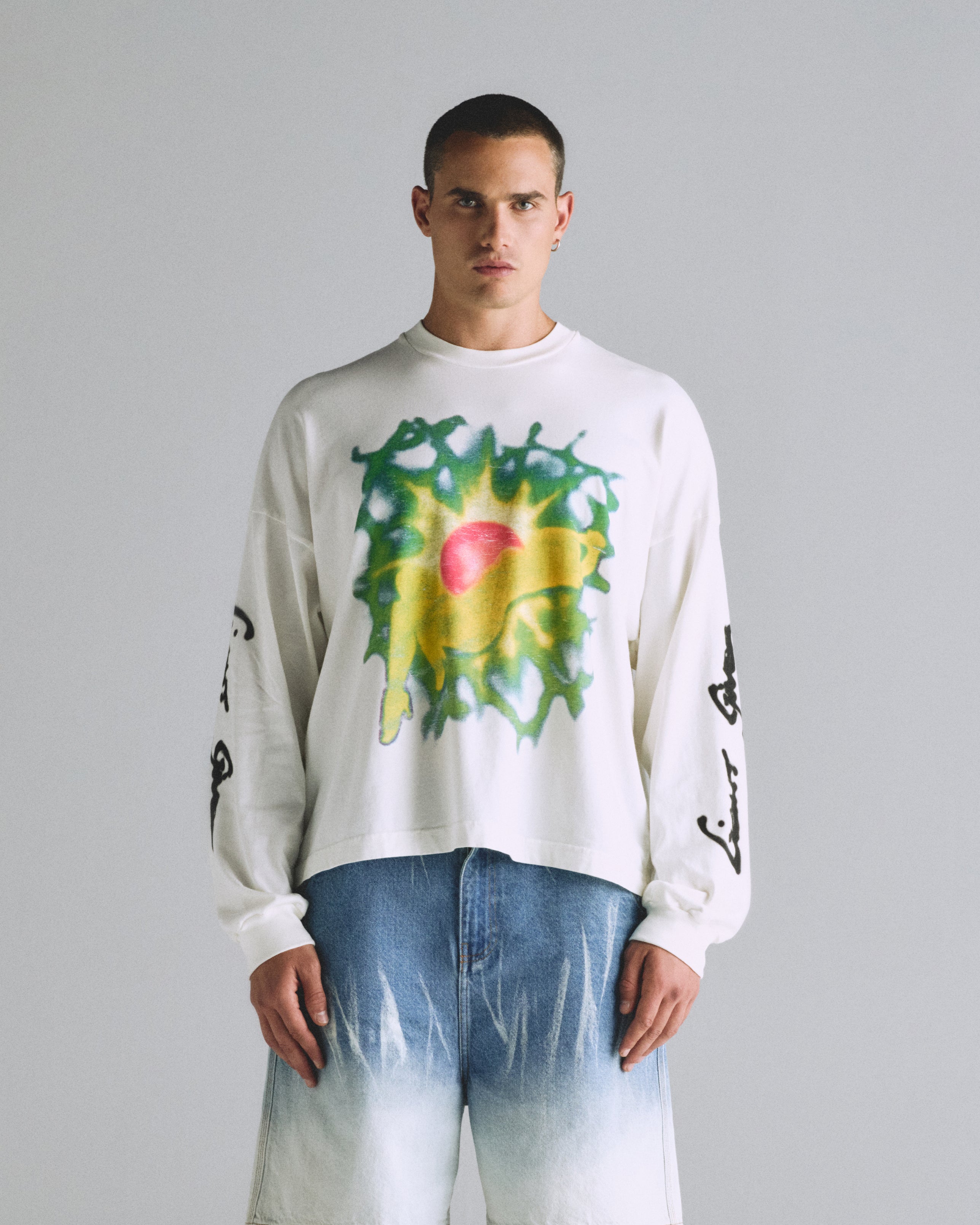 Helios Sun Girl Long Sleeve Boxy Fit Tshirt White