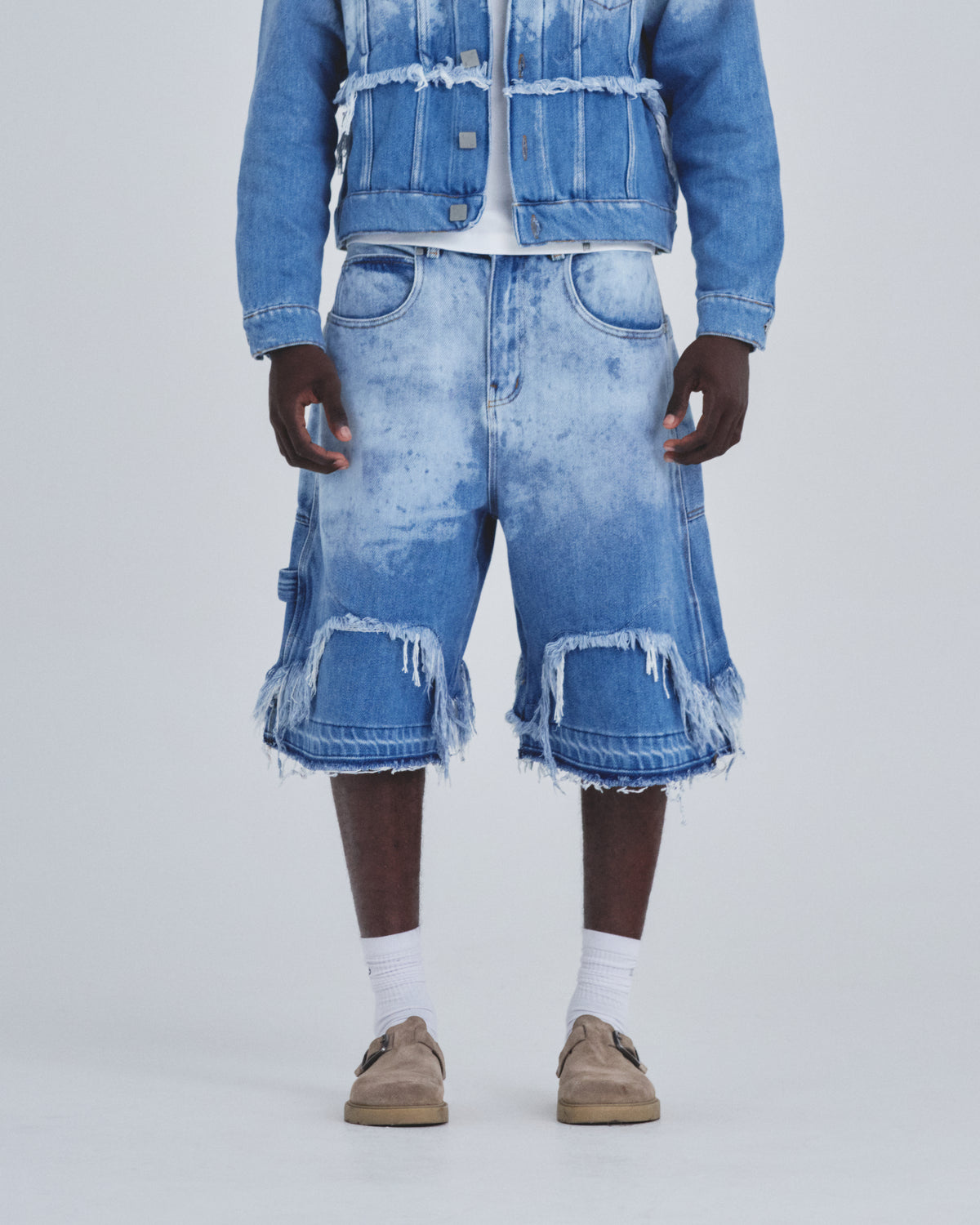 Holy State UNDRGLD Double Destroyed Jorts Blue