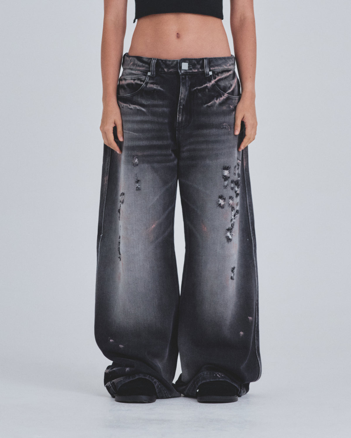 W Holy State U Wide Jeans Ash Black