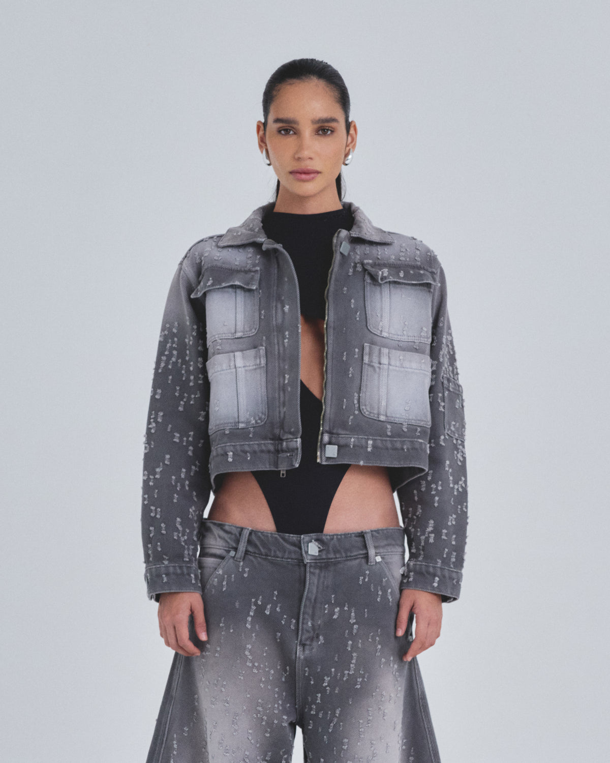 W Holy State UNDRGLD Ripped Jacket Washed Gray