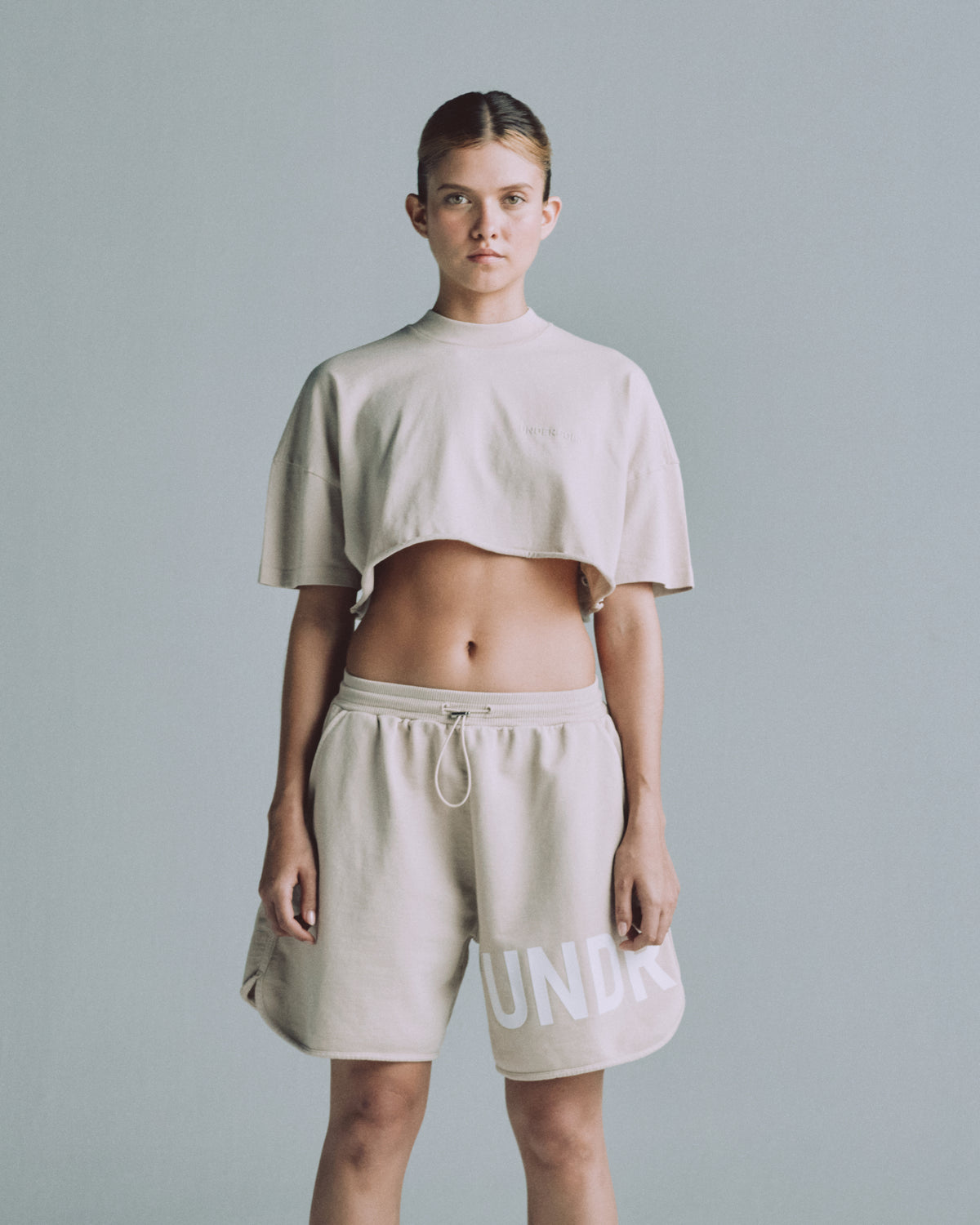 Line Logo Crop Top Cream