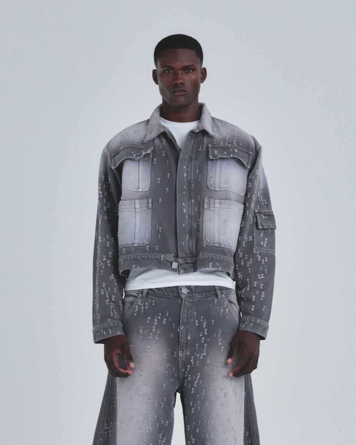 Holy State UNDRGLD Ripped Jacket Washed Gray