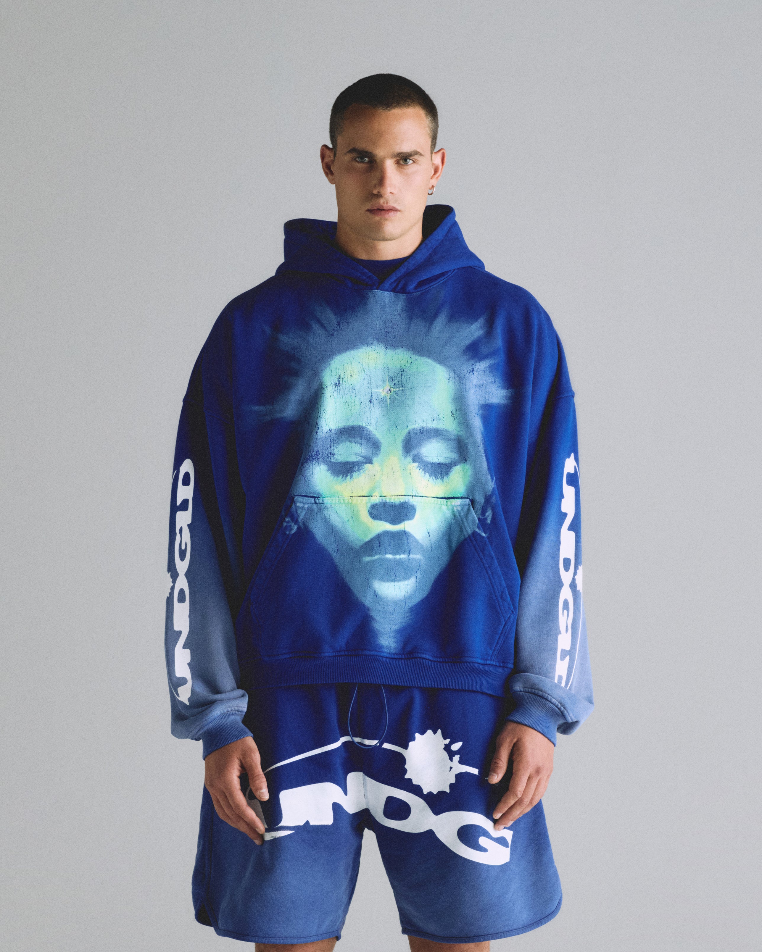 Helios Face Hoodie Electric Blue