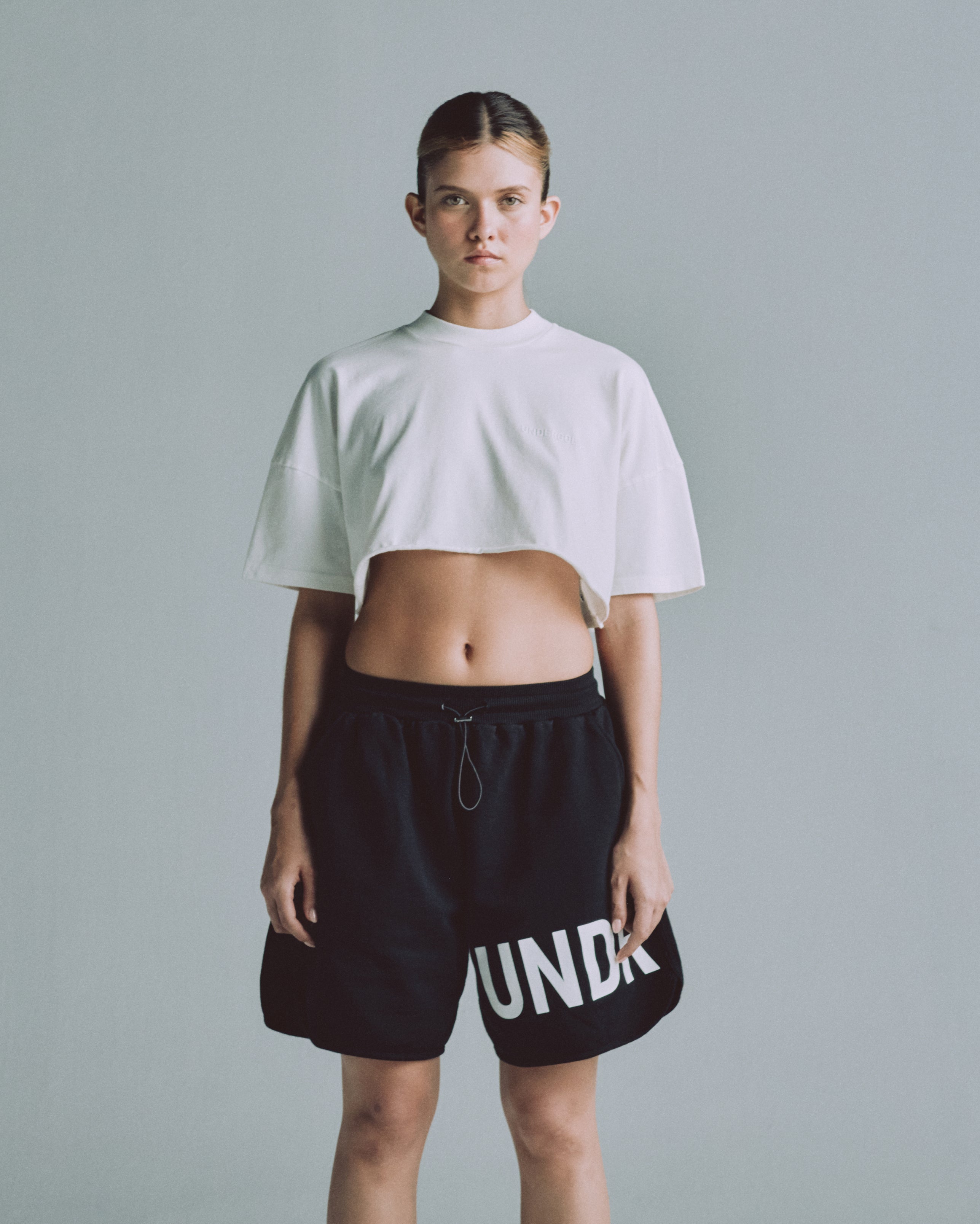 Line Logo Crop Top White