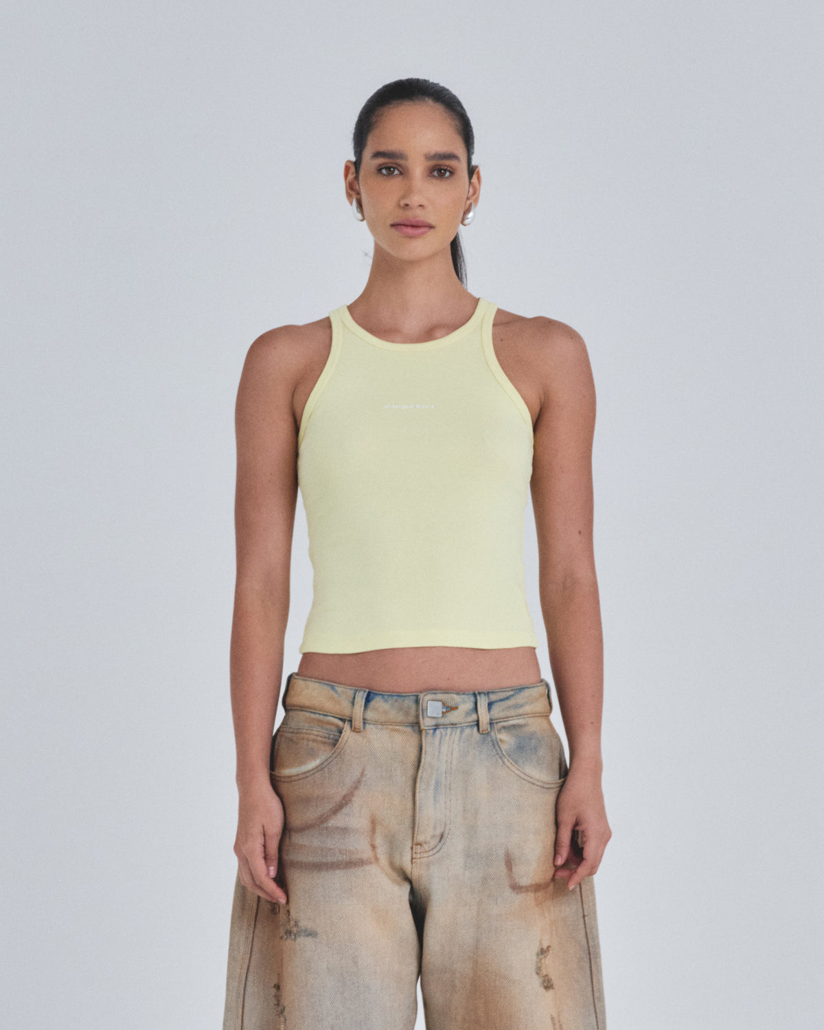 W Holy State 94 Halter Tank Top Yellow