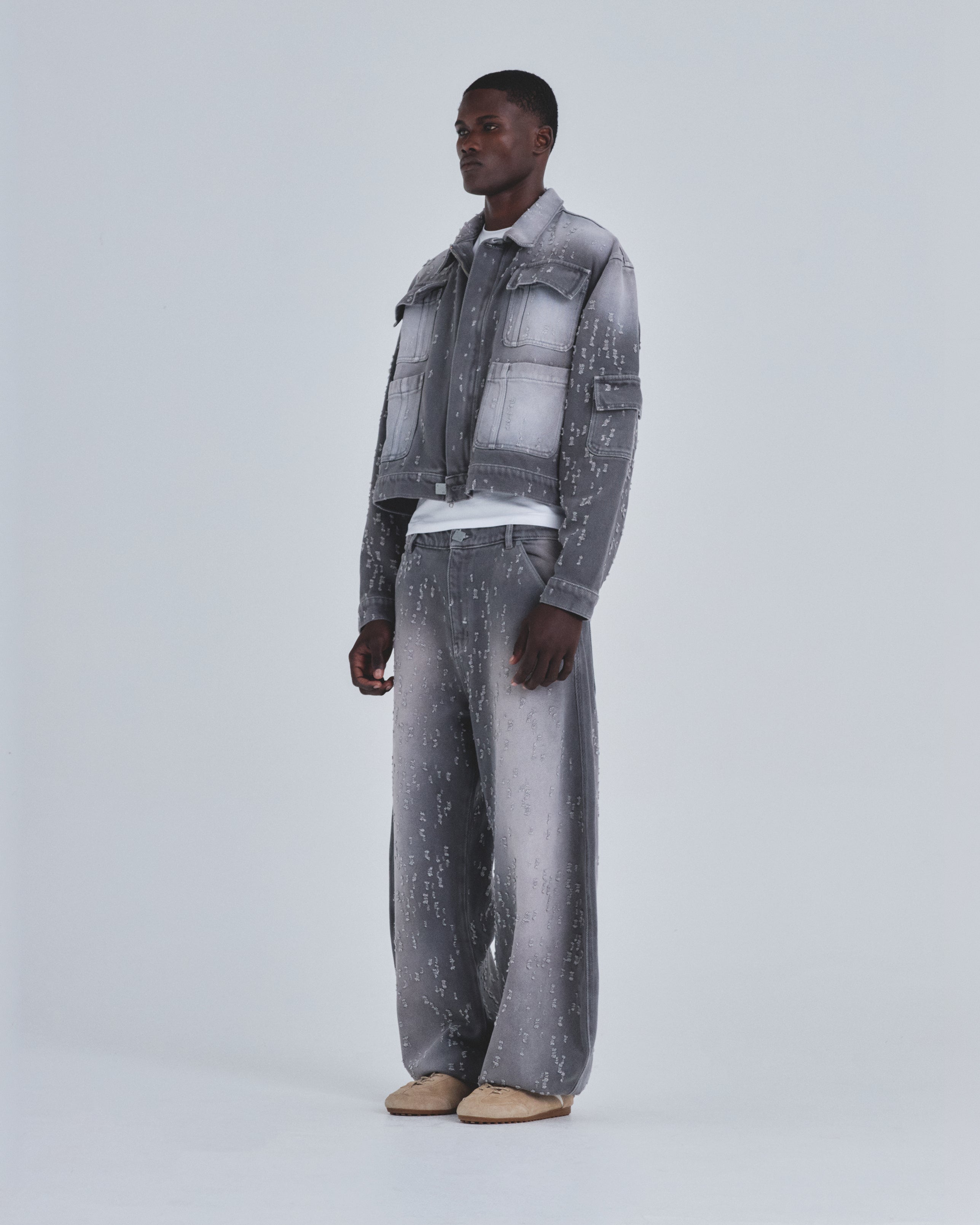 Holy State UNDRGLD Ripped Barrel Jeans Washed Gray