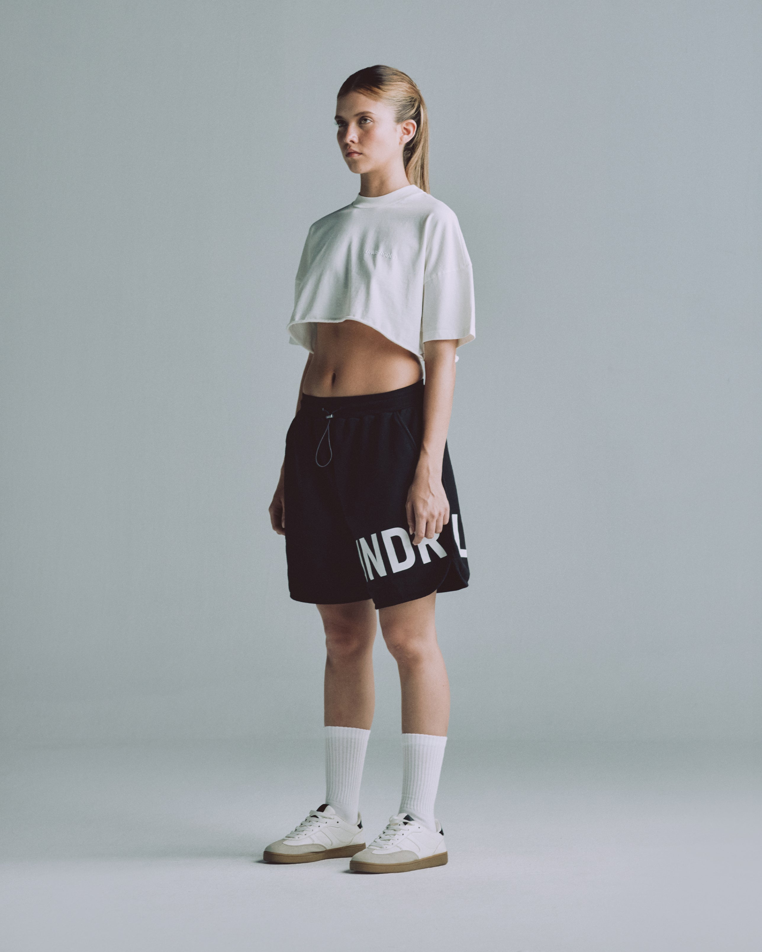 Line Logo Crop Top White