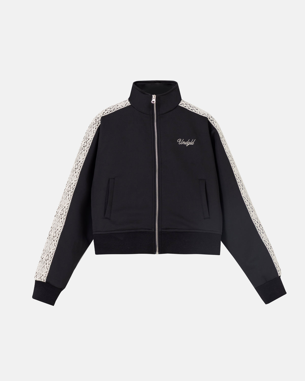 W Basics Undgld Lace-panel Track Jacket Black