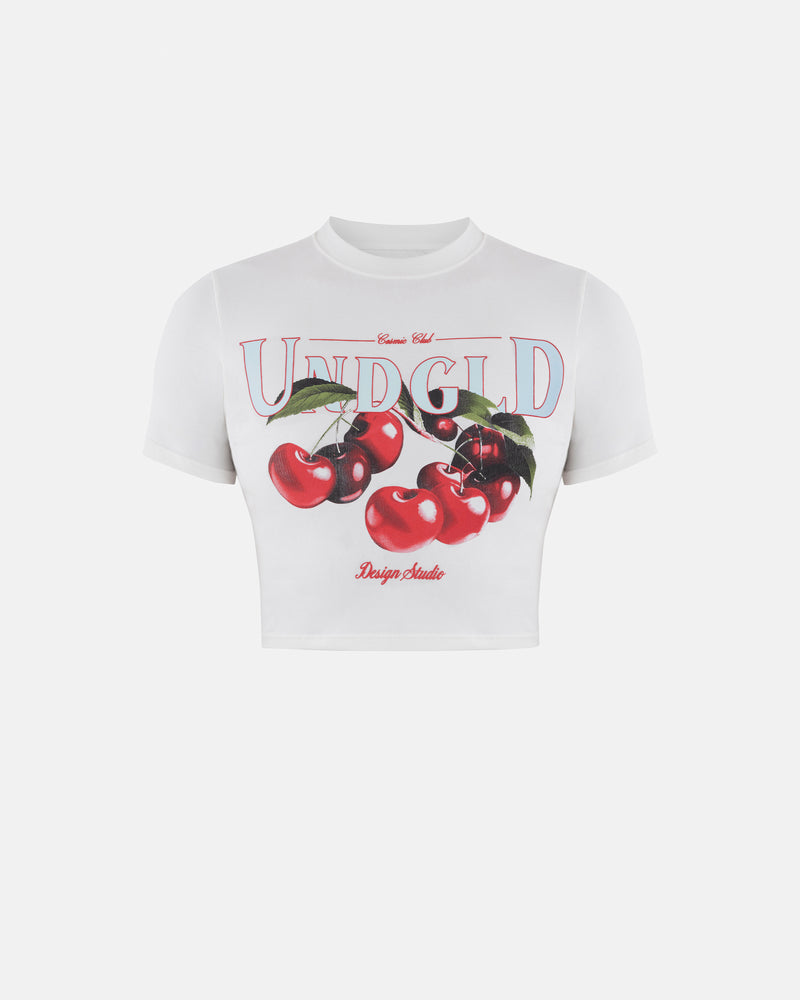 Basics Cherries Baby Tee White