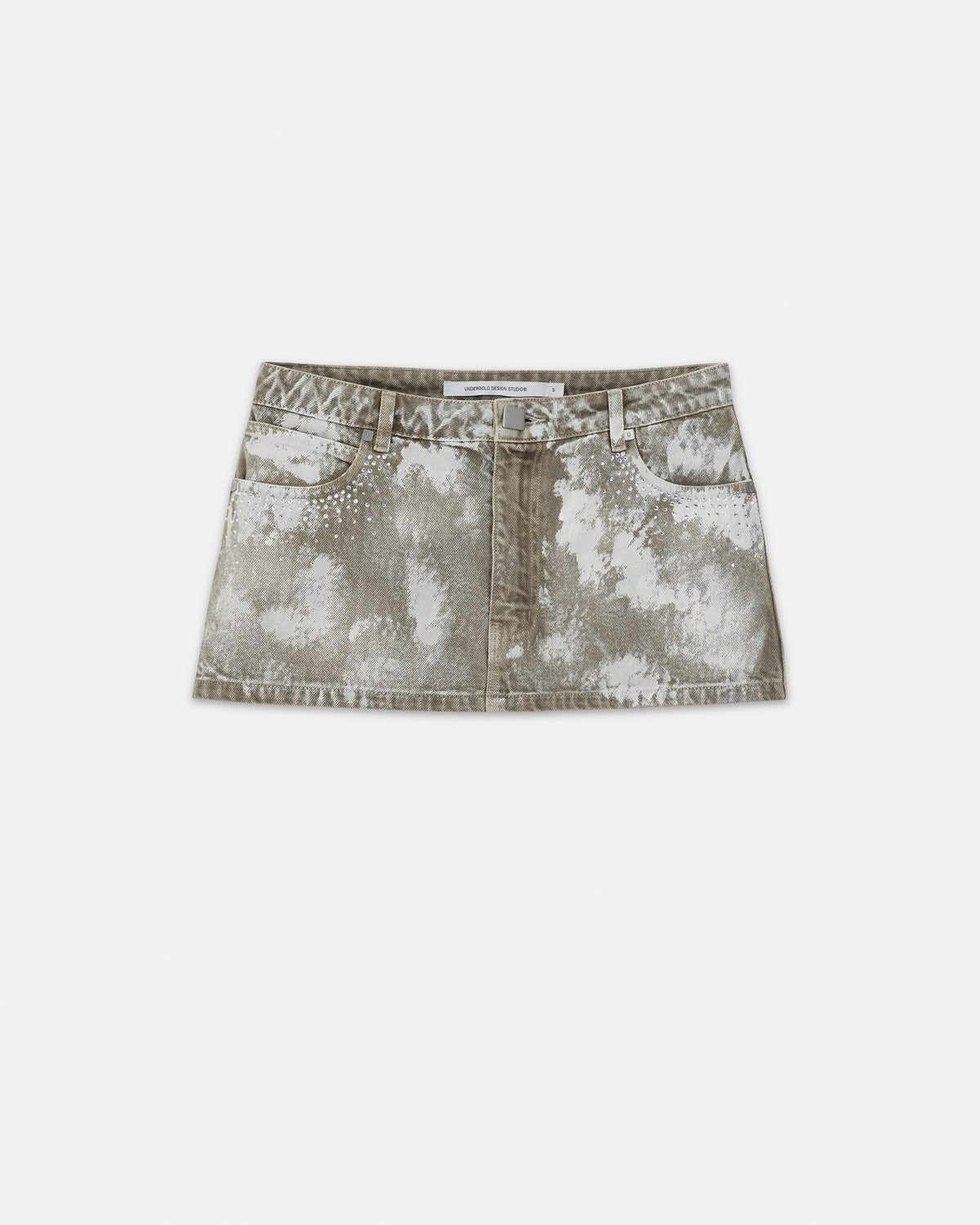 W 94' Worn Logo Mini Skirt Smoke Gray