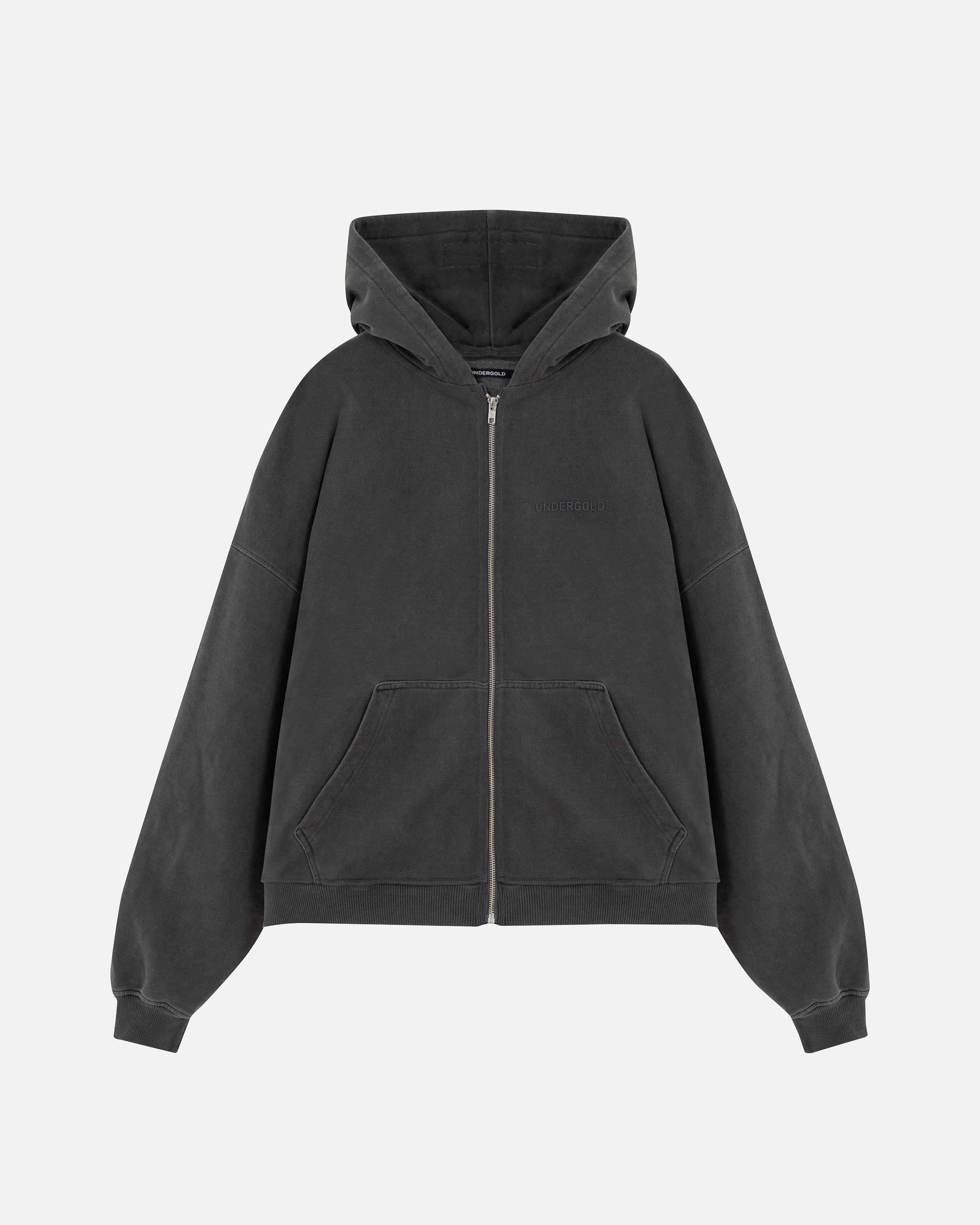 Line Logo Zip Up Hoodie Old Gray