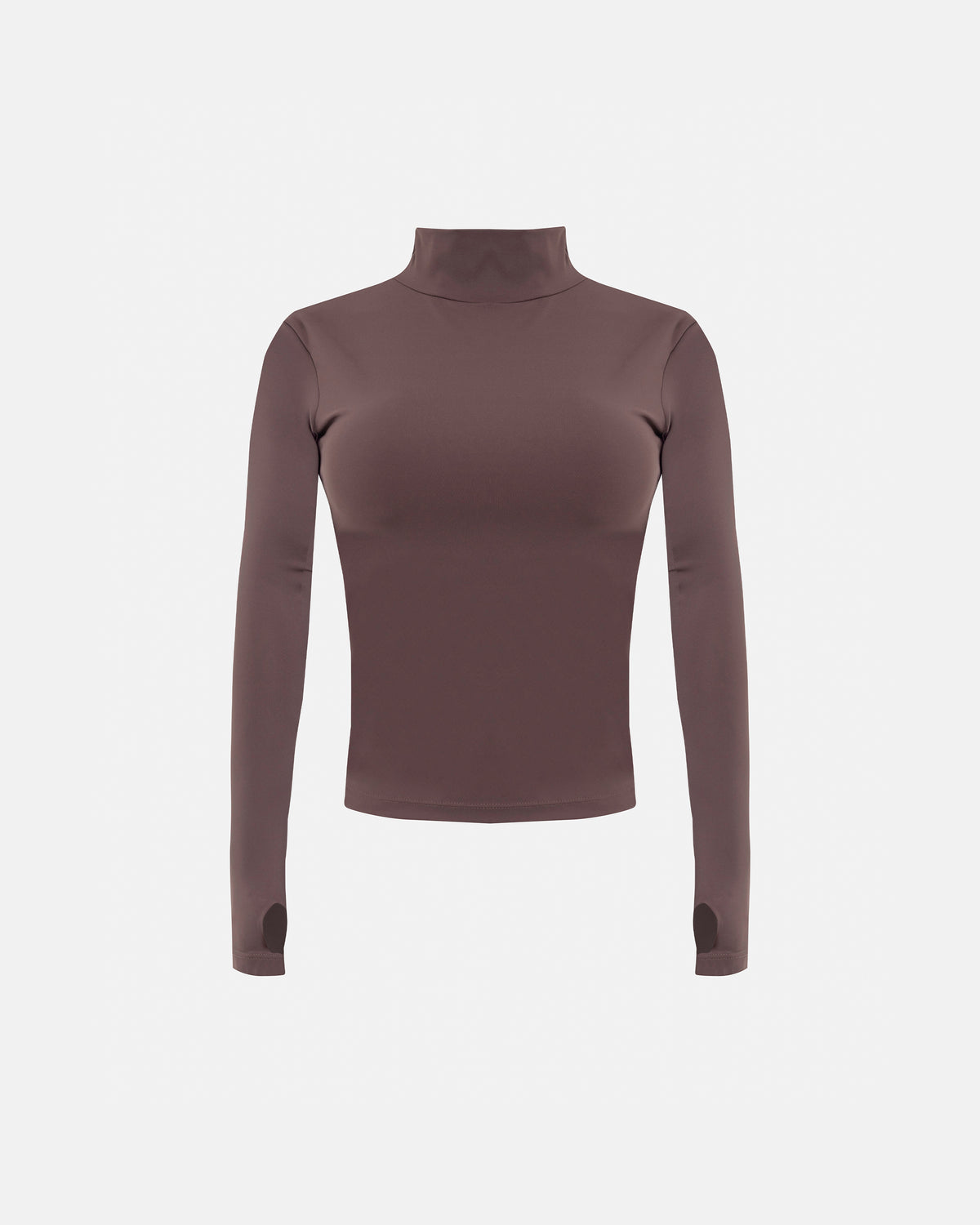 W Basics Ultra Slim Fit Tall Neck Long Sleeve Brown