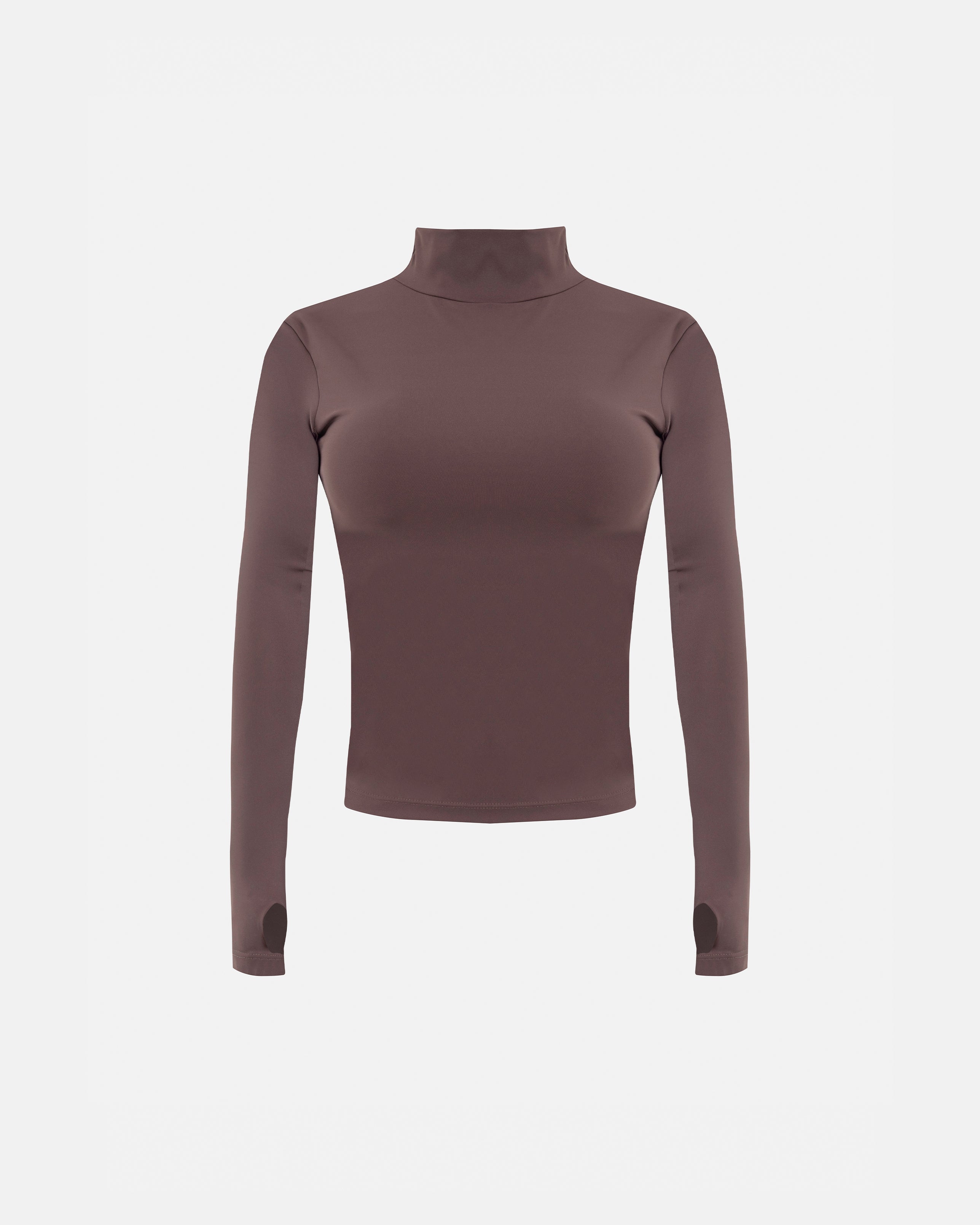 W Basics Ultra Slim Fit Tall Neck Long Sleeve Brown