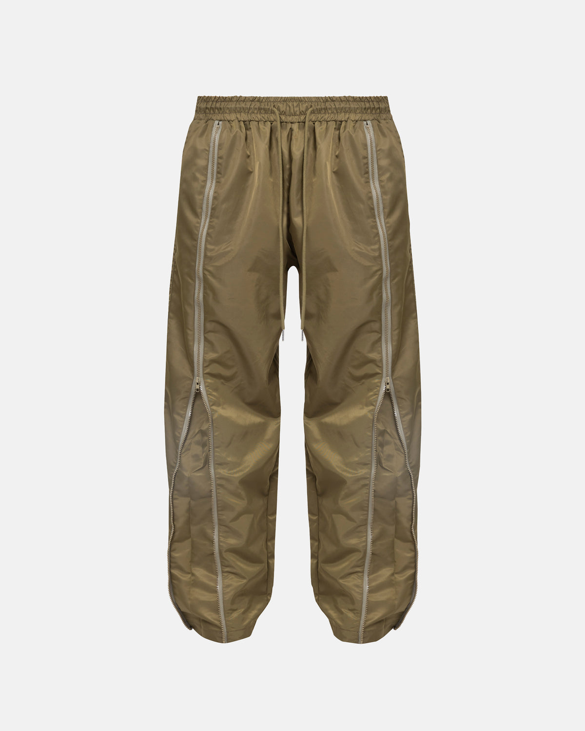 Basics Panelled Zip Up Cargo Pants Green