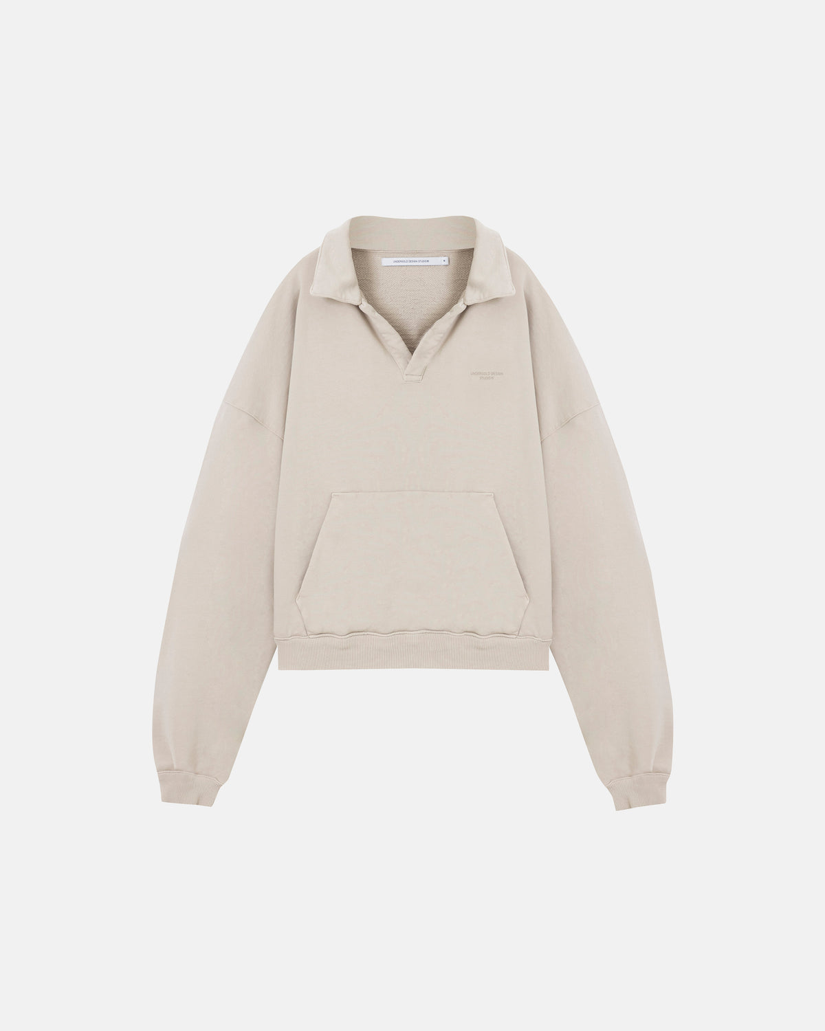 Basics Polo Collar Boxy Fit Hoodie Cream