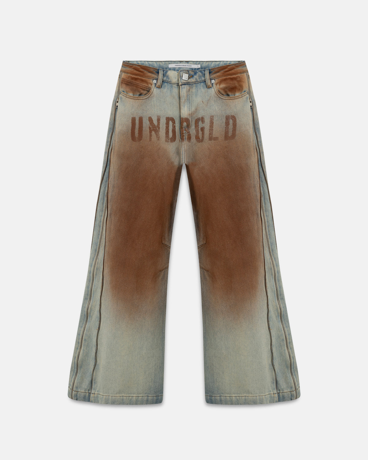 W Spring UNDRGLD Low Rise Zip Up Wide Jeans Brown